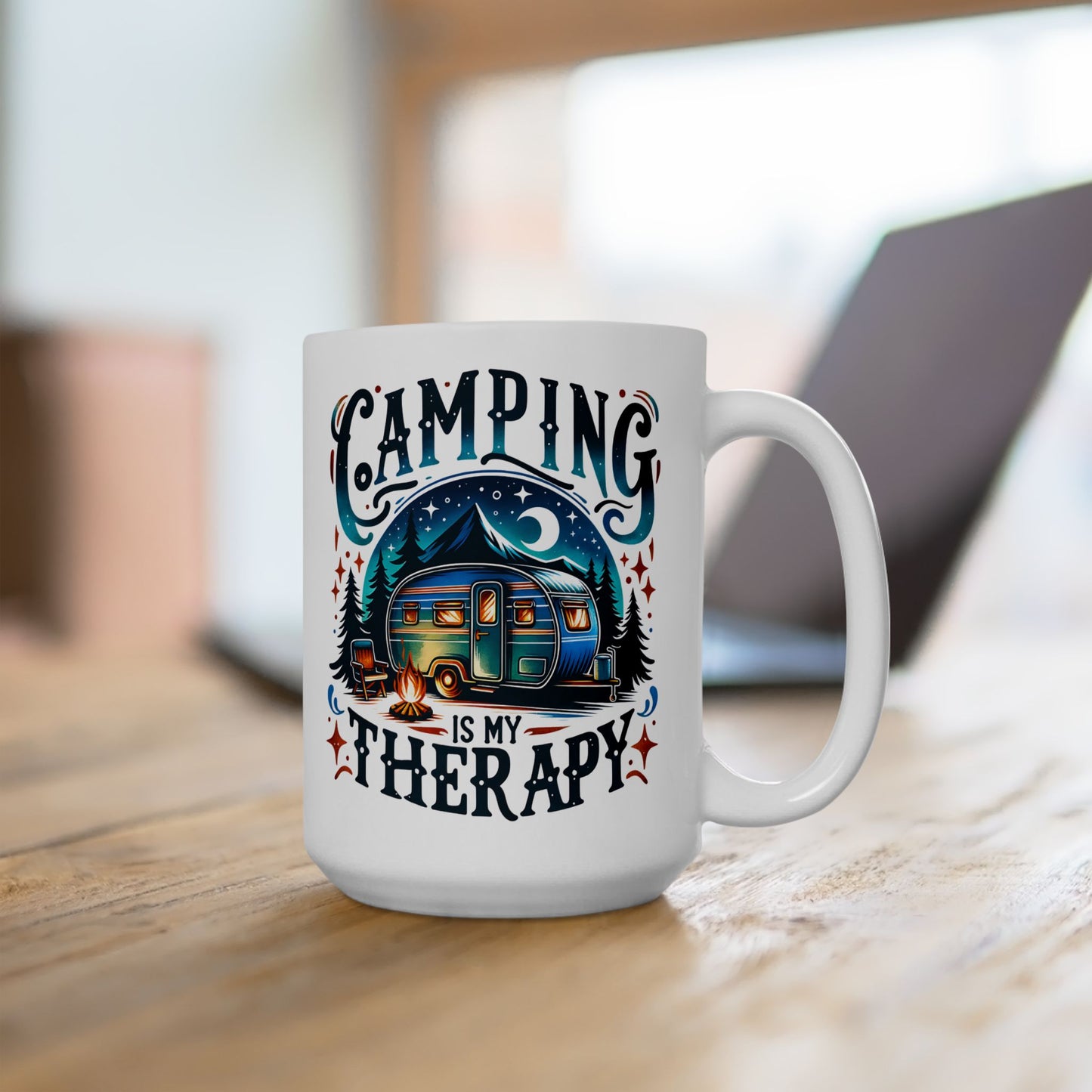🏕️ Camping Is My Therapy – Travel Mug for Outdoor Lovers 🌲
