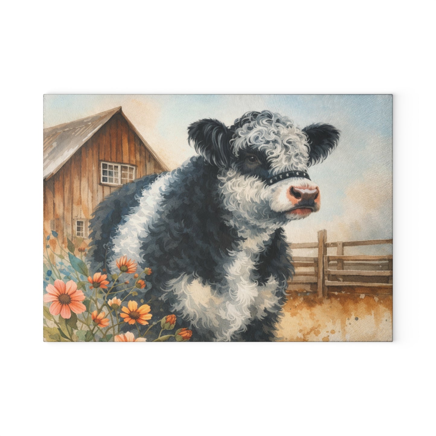 Oreo Cow Glass Cutting Board – Rustic Farmhouse Kitchen Deco