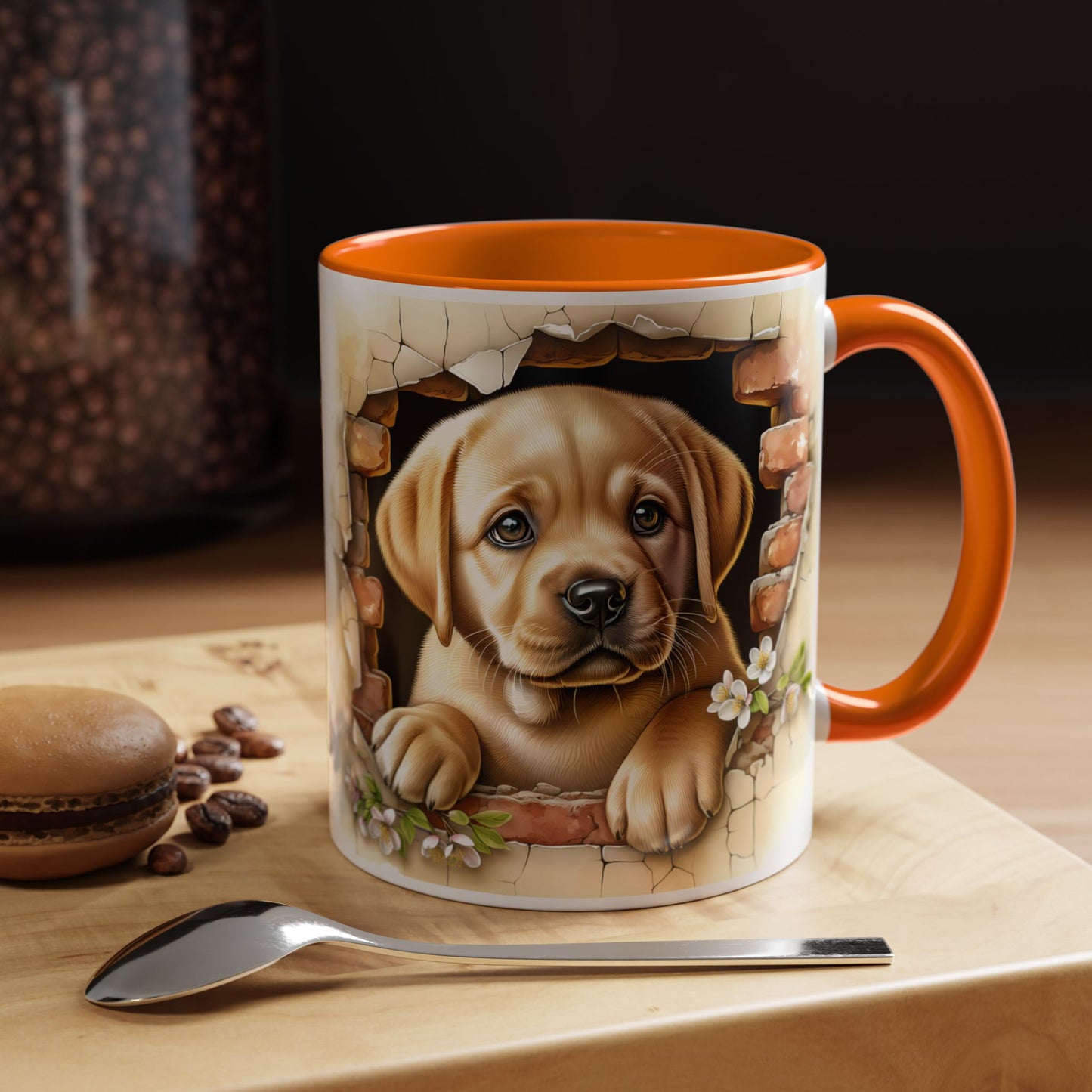 🐶☕ Labrador Puppy Peek Accent Mug – Sweet Yellow Lab Lover Gift ✨💛