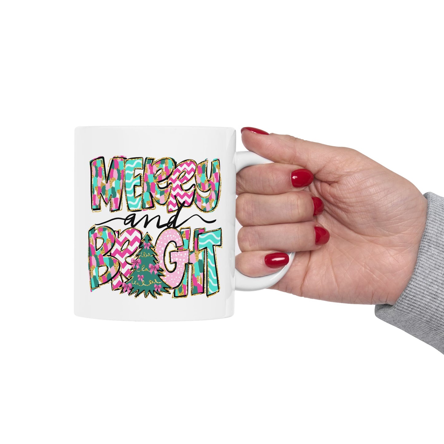 ☕ Merry and Bright Mug – Whimsical Colors & Holiday Cheer in Every Sip 🎄💖