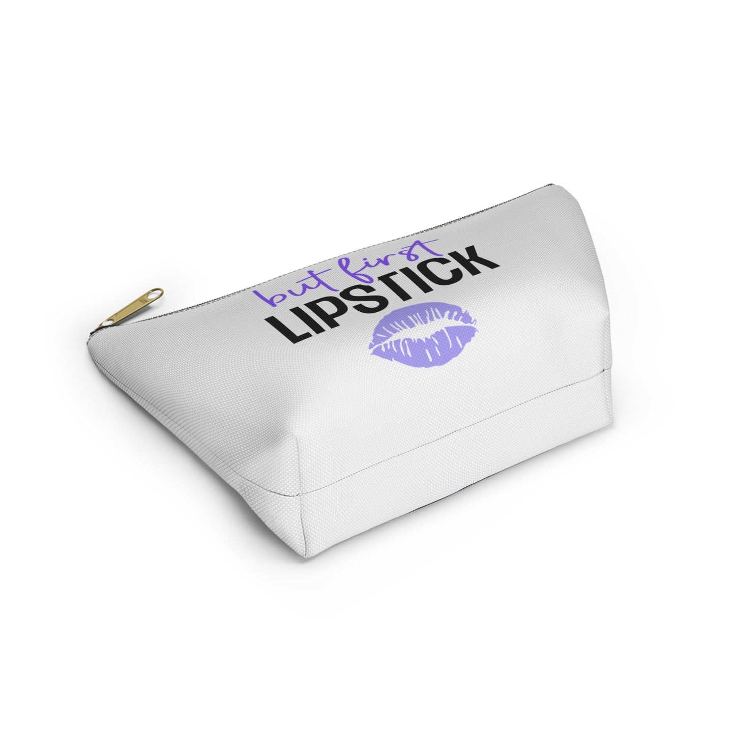 Accessory Pouch – "But First Lipstick" Purple Makeup Bag