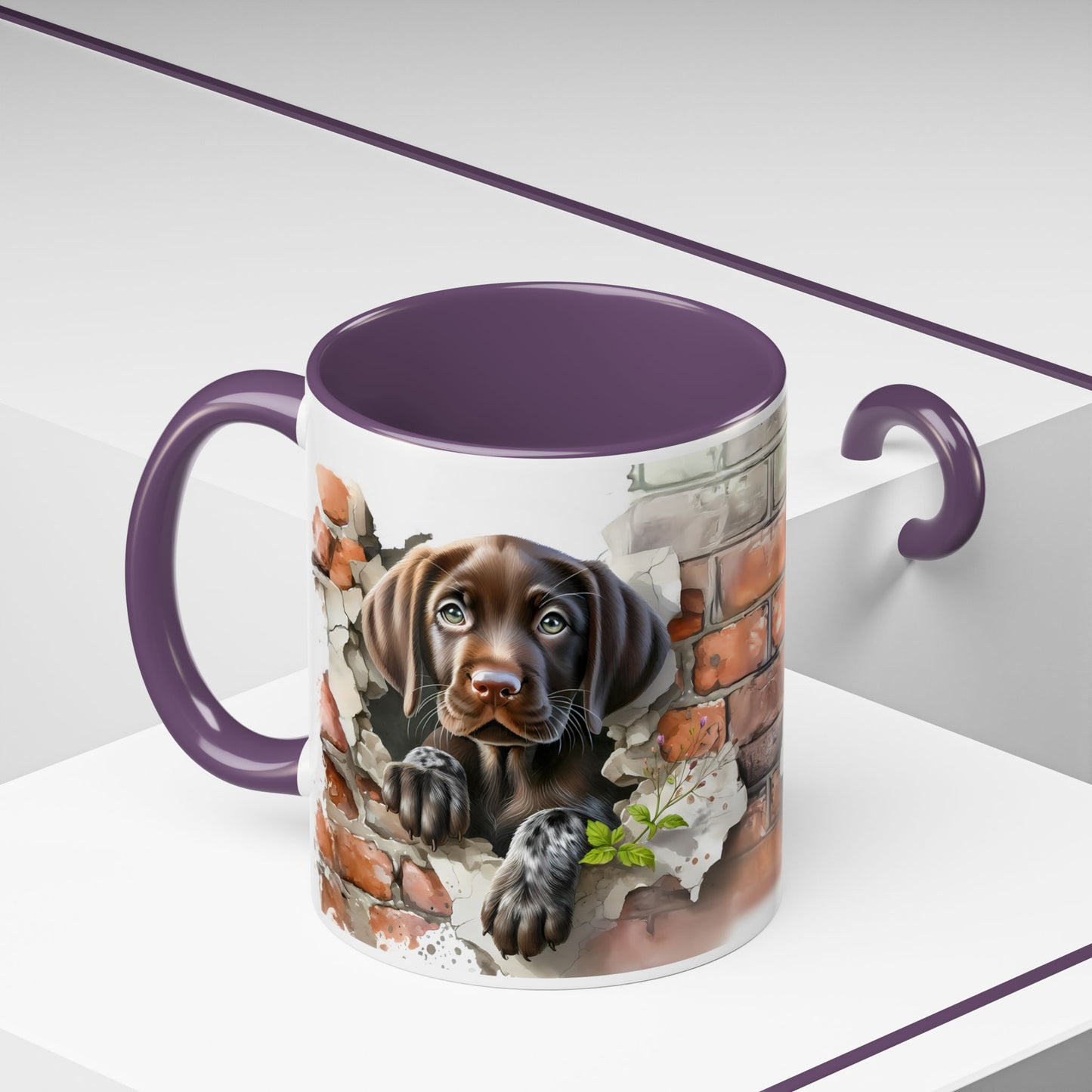 🐶🍫 Chocolate Lab Puppy Accent Mug – Sweet Brown Pup Coffee Cup ☕💛