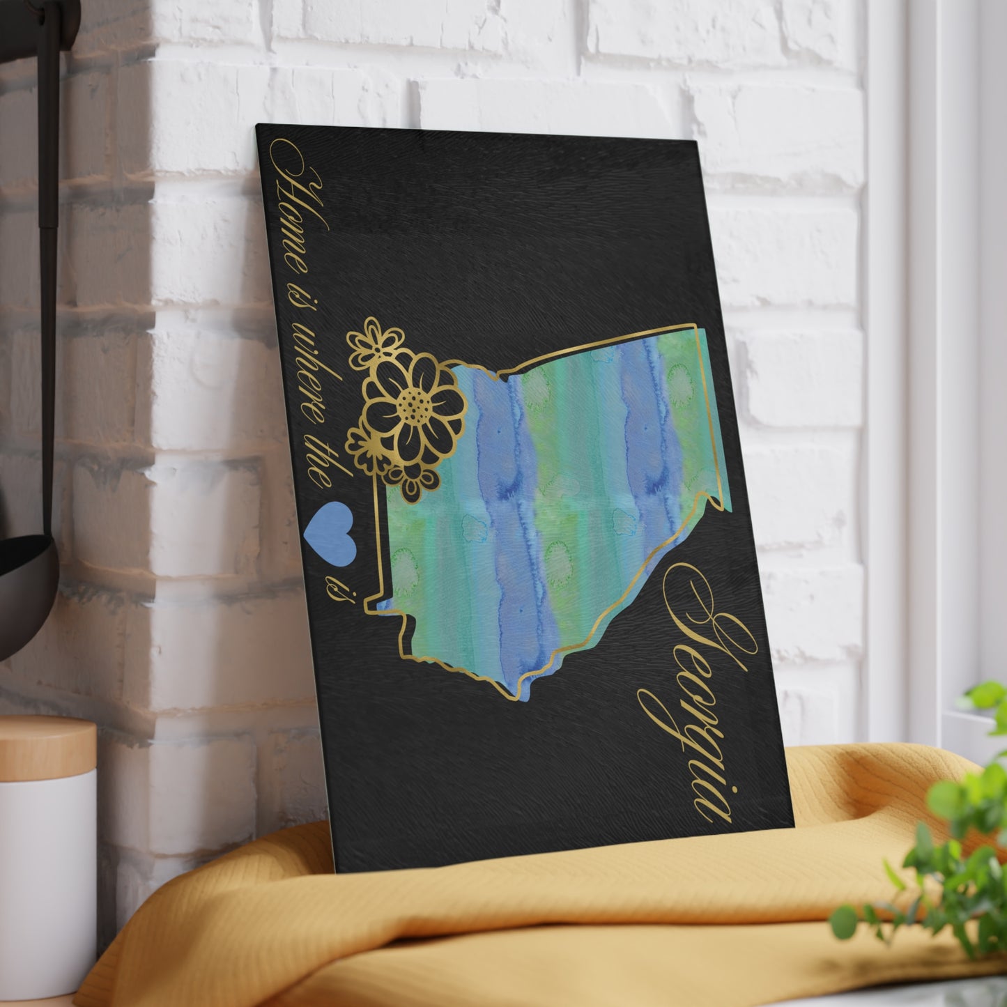 💙 Georgia State Cutting Board – Southern Roots with Watercolor Elegance