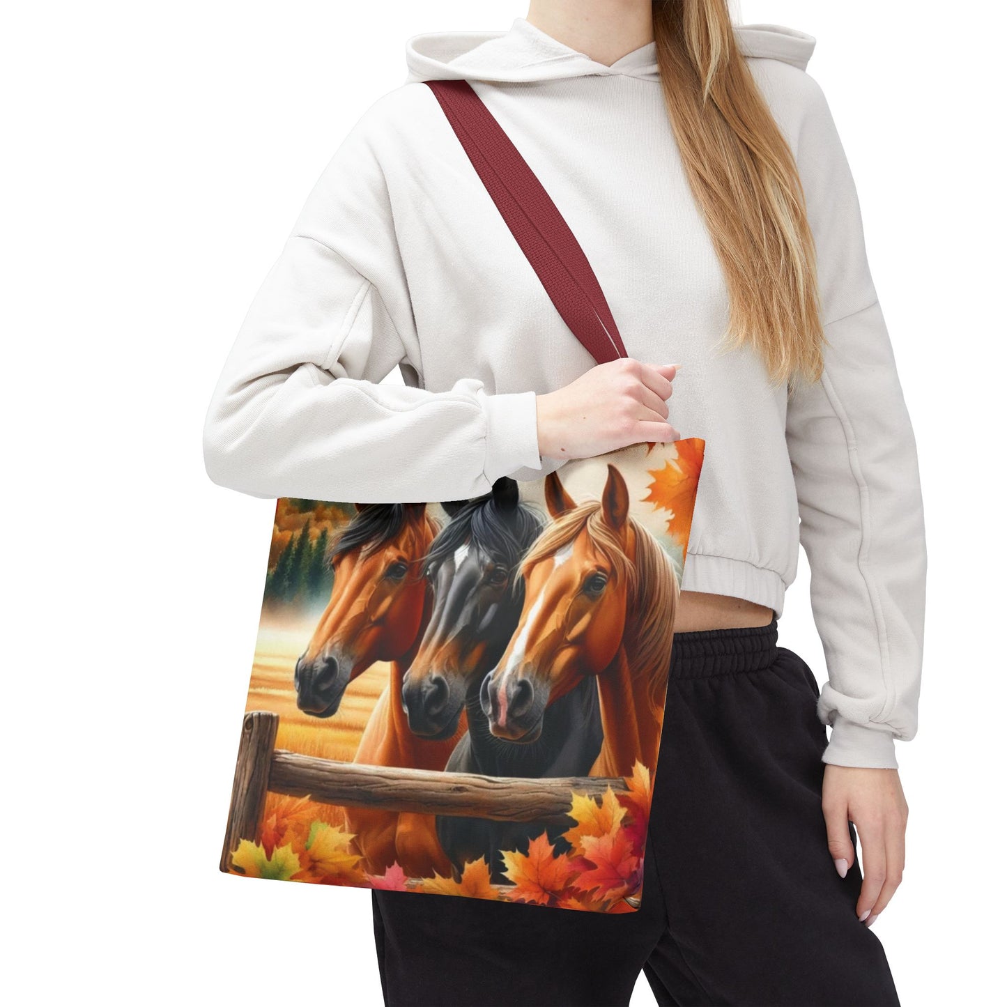 🐴 Autumn Horse Trio Tote Bag – Rustic, Stylish & Practical 🍂