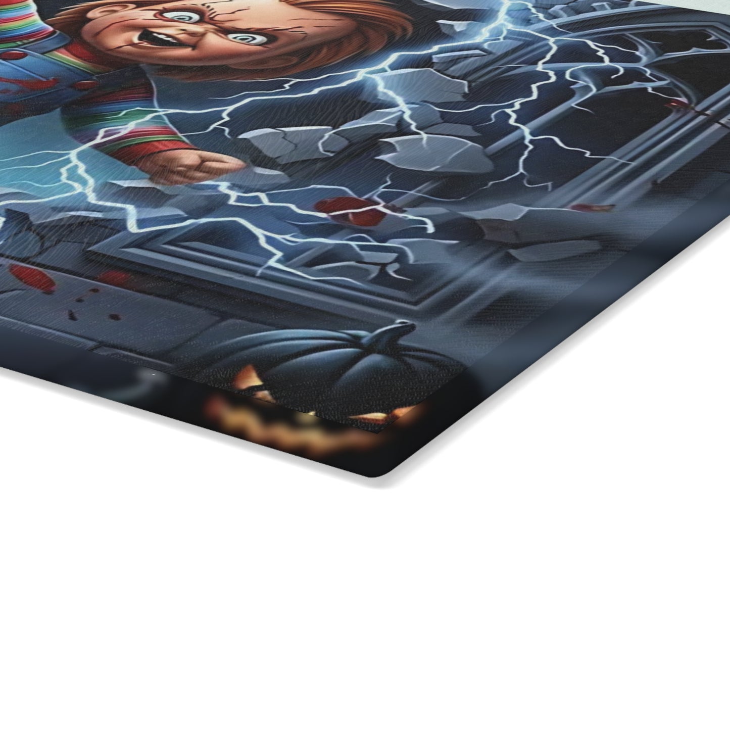 ⚡ Creepy Doll Breakthrough Cutting Board – Electric Halloween Mayhem with Haunted Gothic Vibes 💀🎃