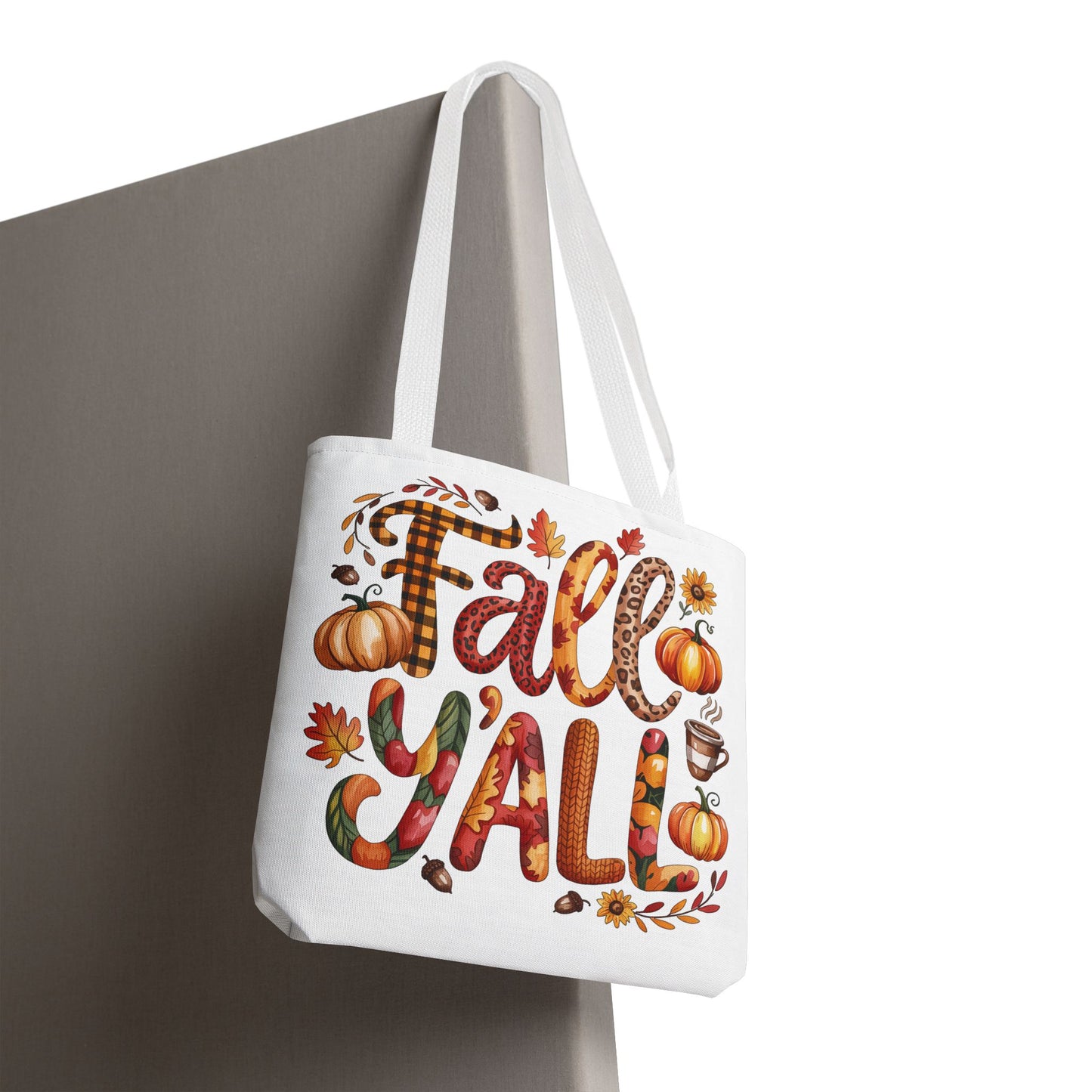🎃 Fall Y’all Tote Bag – Bold Prints, Cozy Coffee & Pumpkin Cheer 🍂