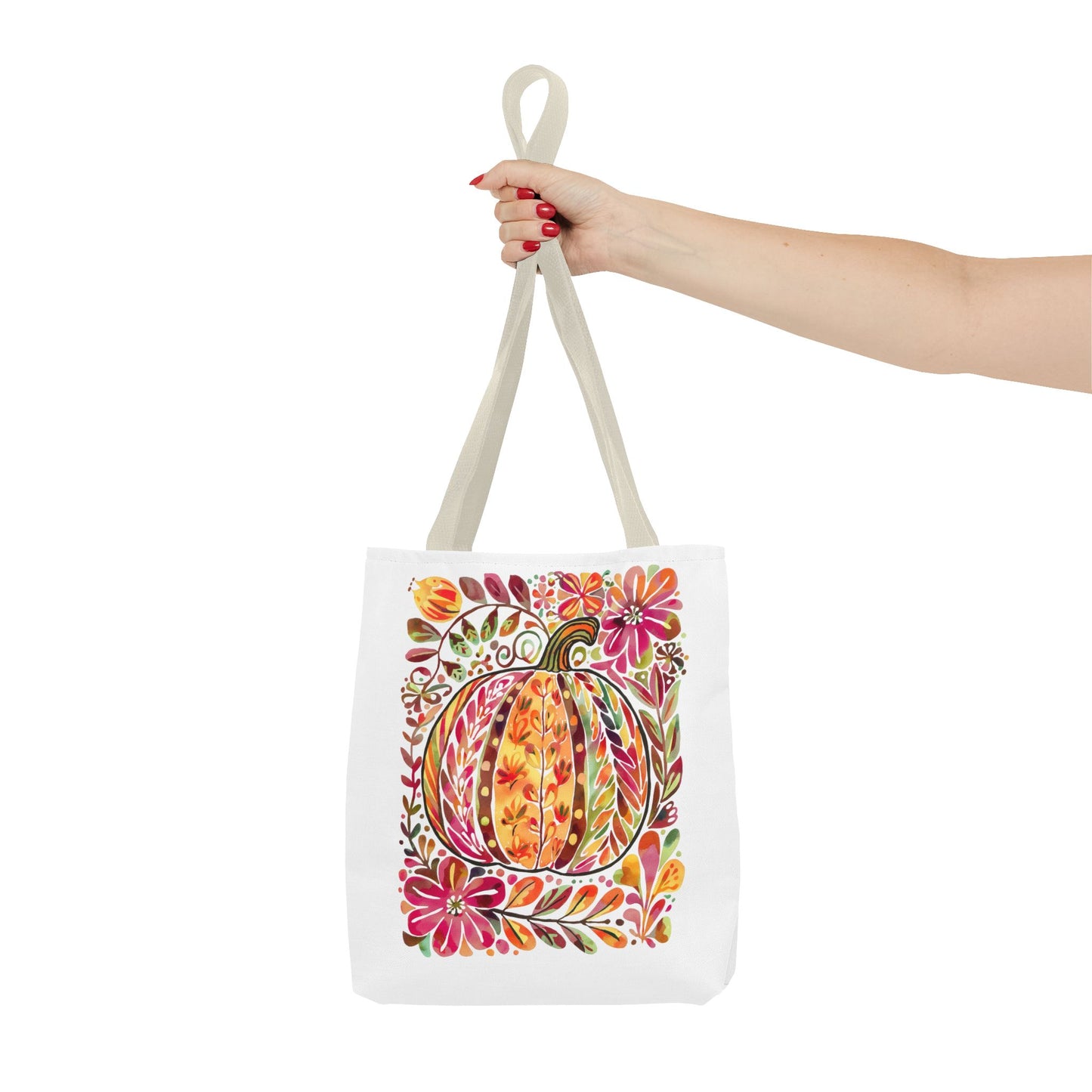 🎨 Watercolor Autumn Pumpkin Floral Tote Bag – Artistic Fall Charm 🍂