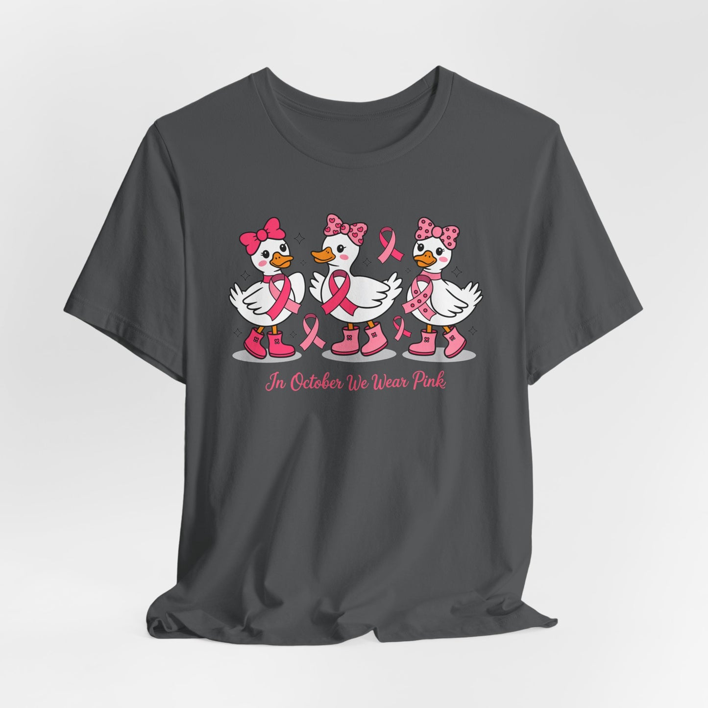 🎀🦆 In October We Wear Pink Duck T-Shirt – Cute Breast Cancer Awareness Tee 💖✨