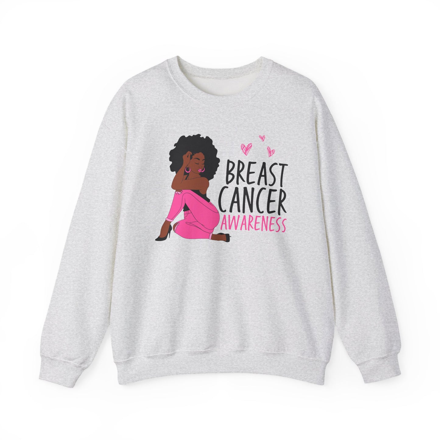 💕✨ Pink Awareness Woman Sweatshirt – Elegant Breast Cancer Support Crewneck