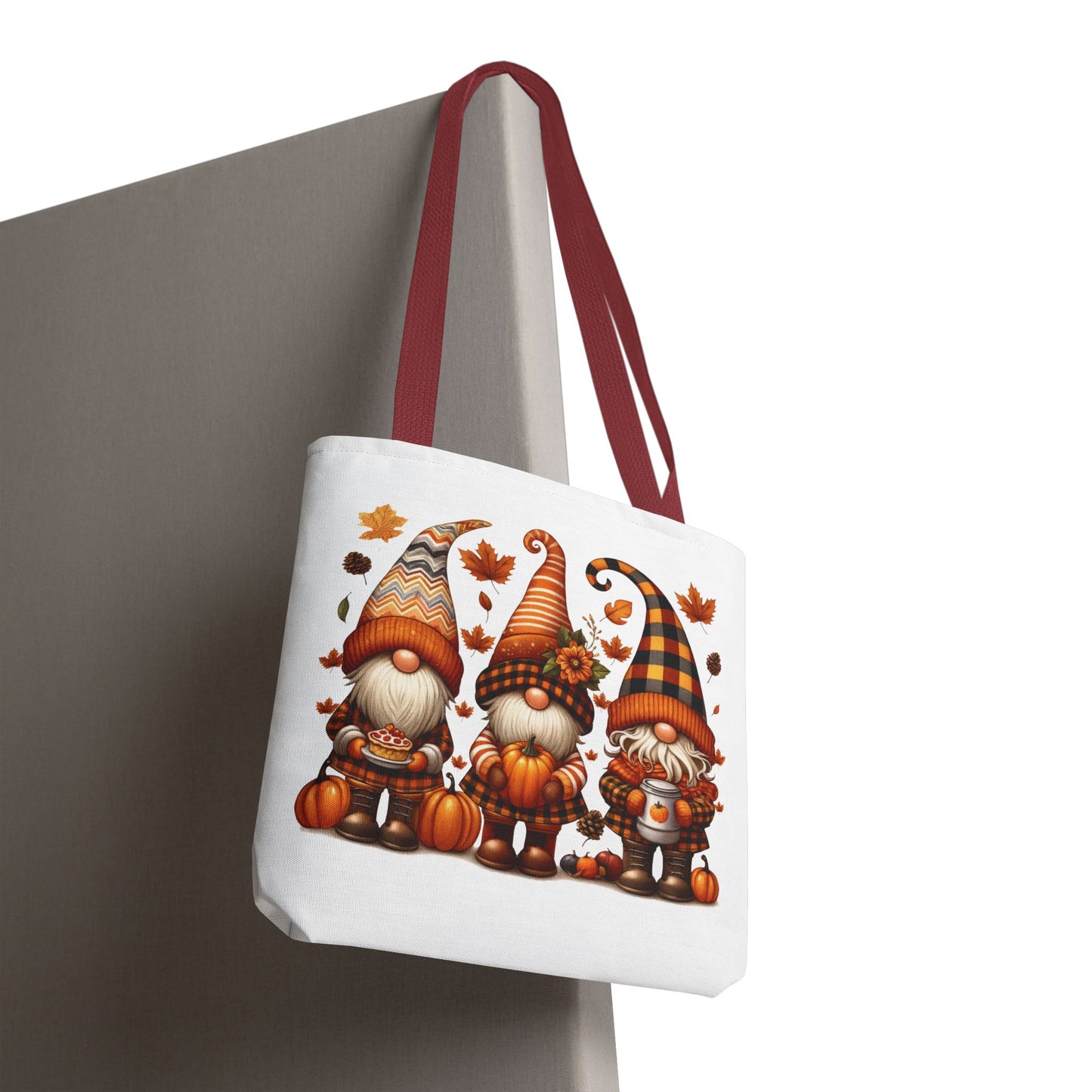 🍁 Autumn Gnome Trio Tote Bag – Cozy Fall Charm with Pumpkin Spice Magic