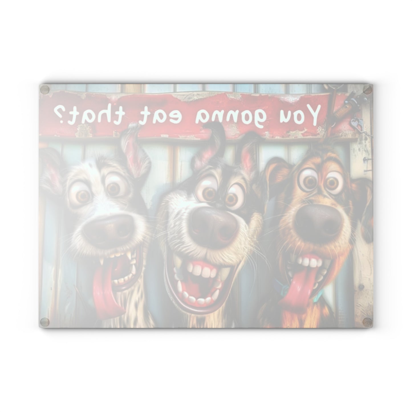 🐶🤣 “Hungry Pup Trio” Glass Cutting Board – Whimsical Fun for Your Kitchen
