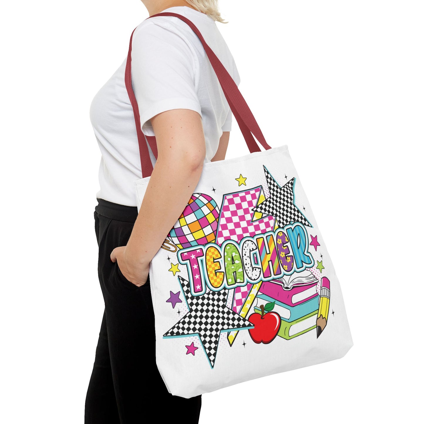 🌟 Bright Teacher Stars Tote – Bold Style for the Best in Class 🍎