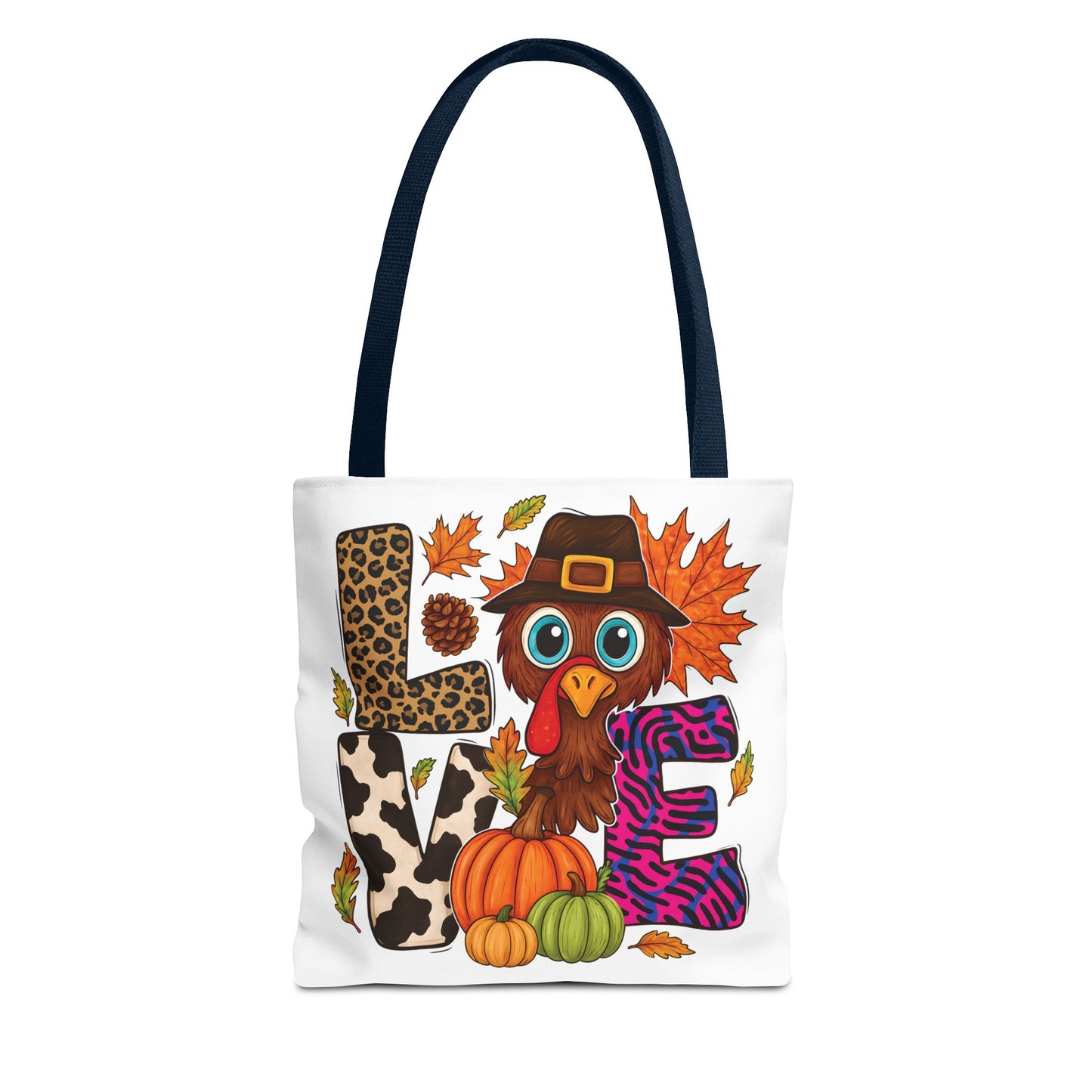 🦃 LOVE Turkey Tote Bag – Wild Prints, Big Eyes & Thanksgiving Fun 🎨