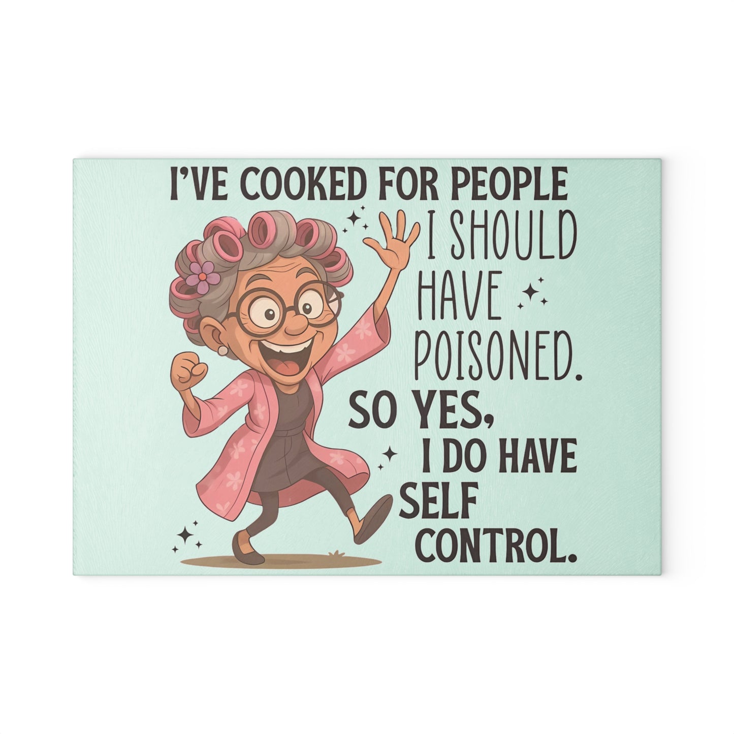 😂 Tabla de cortar de vidrio “He cocinado para personas que debería haber envenenado”: ​​¡humor caprichoso de abuela en la cocina!