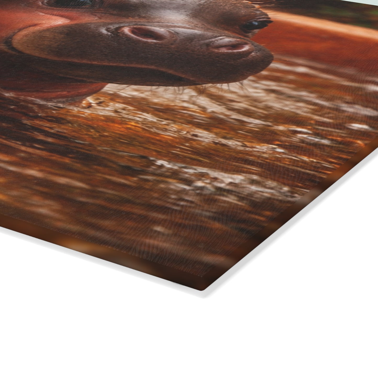 Baby Hippo Glass Cutting Board – Adorable Safari Wildlife Kitchen Decor