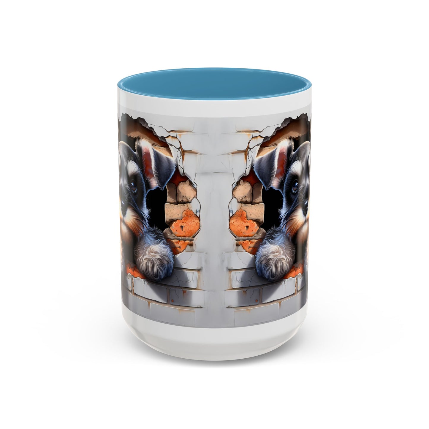 🎀🐶 Schnauzer Puppy Accent Mug – Cute Peek-Through Dog Design for Animal Lovers ☕💖