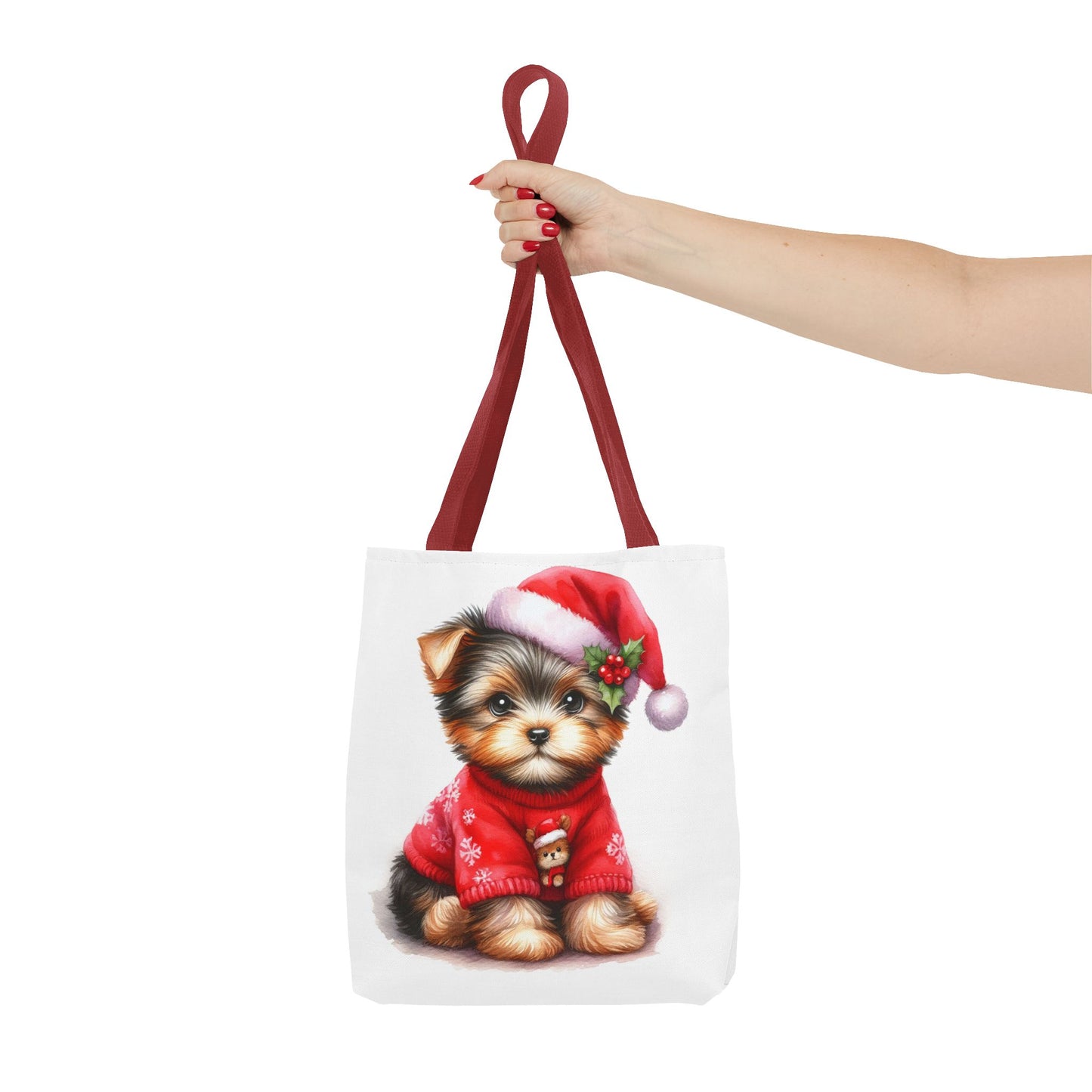 🎄 Santa Yorkie Christmas Tote Bag – Holiday Cheer in Every Stitch 🐾