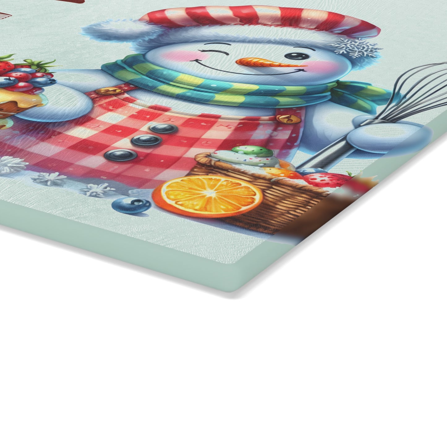 Tabla de cortar con diseño de muñeco de nieve para la cocina: un encanto festivo y escarchado para los reposteros navideños