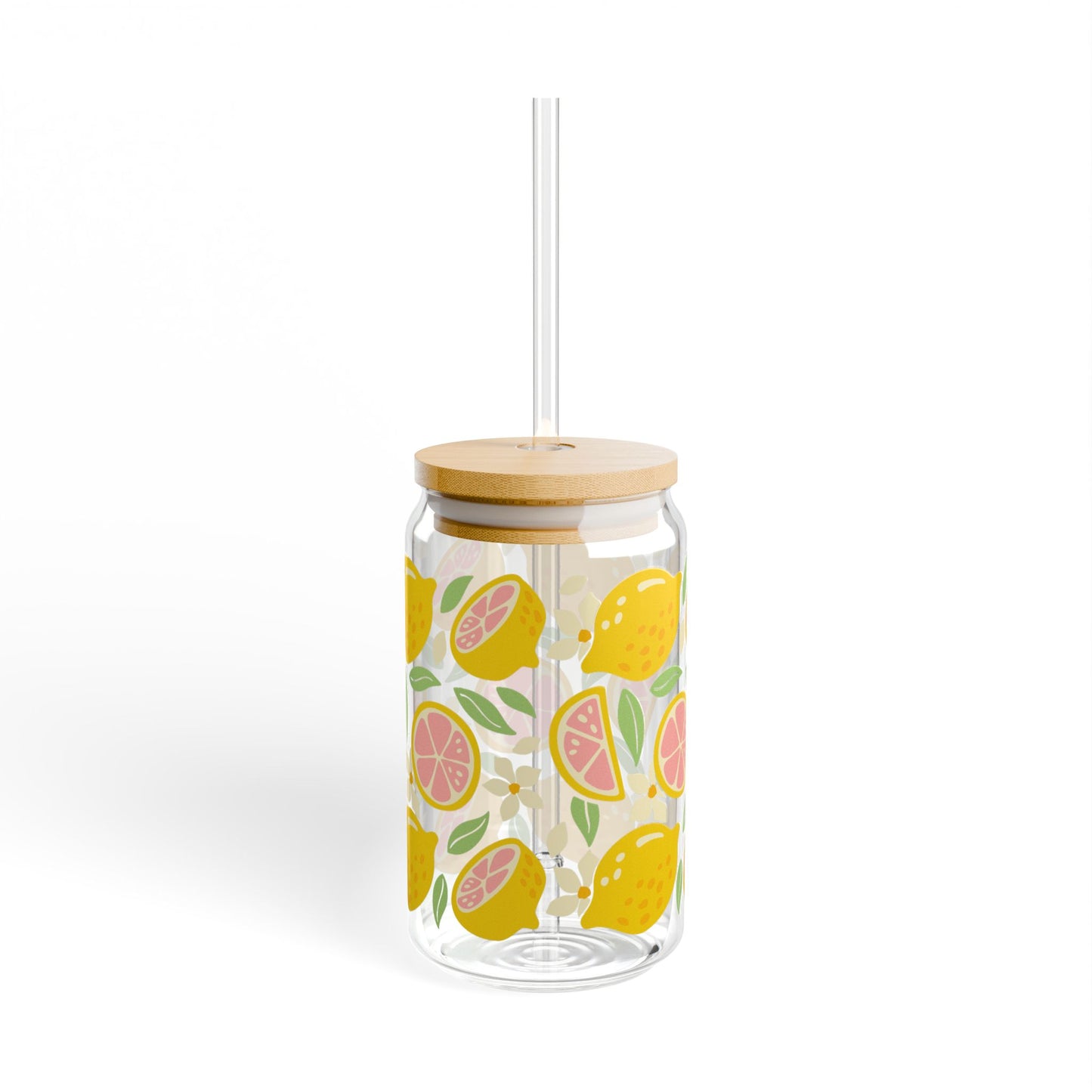 🍋🌸 Citrus Bloom Sipper Glass – 16oz Zesty Sunshine for Your Day 🌞🍊