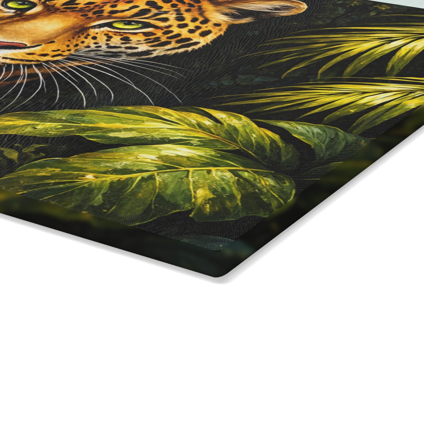 Leopard Jungle Glass Cutting Board – Majestic Wildlife Nature Artwork