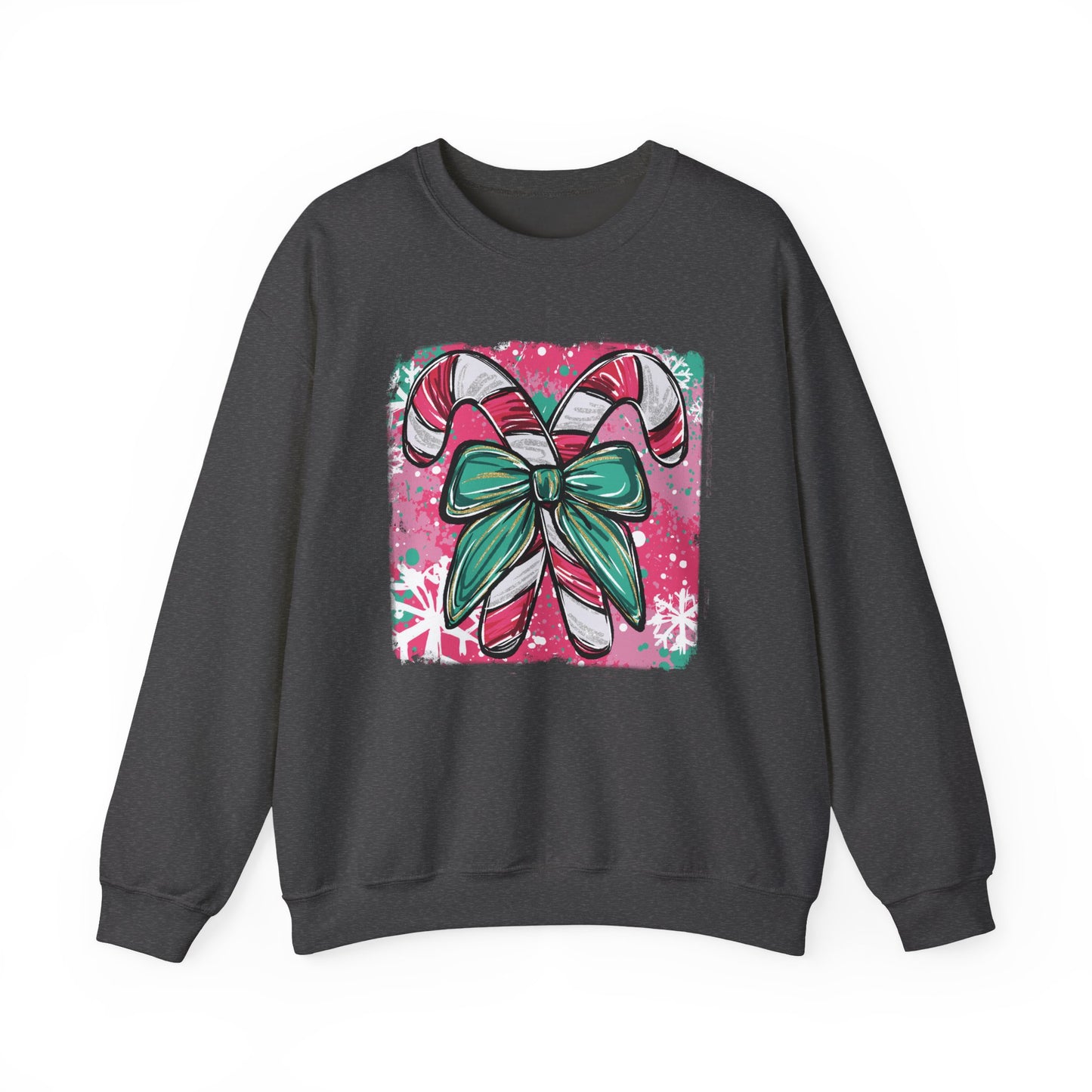 🍭✨ Candy Cane Bow Sweatshirt – Sweet Holiday Style 💖🎀