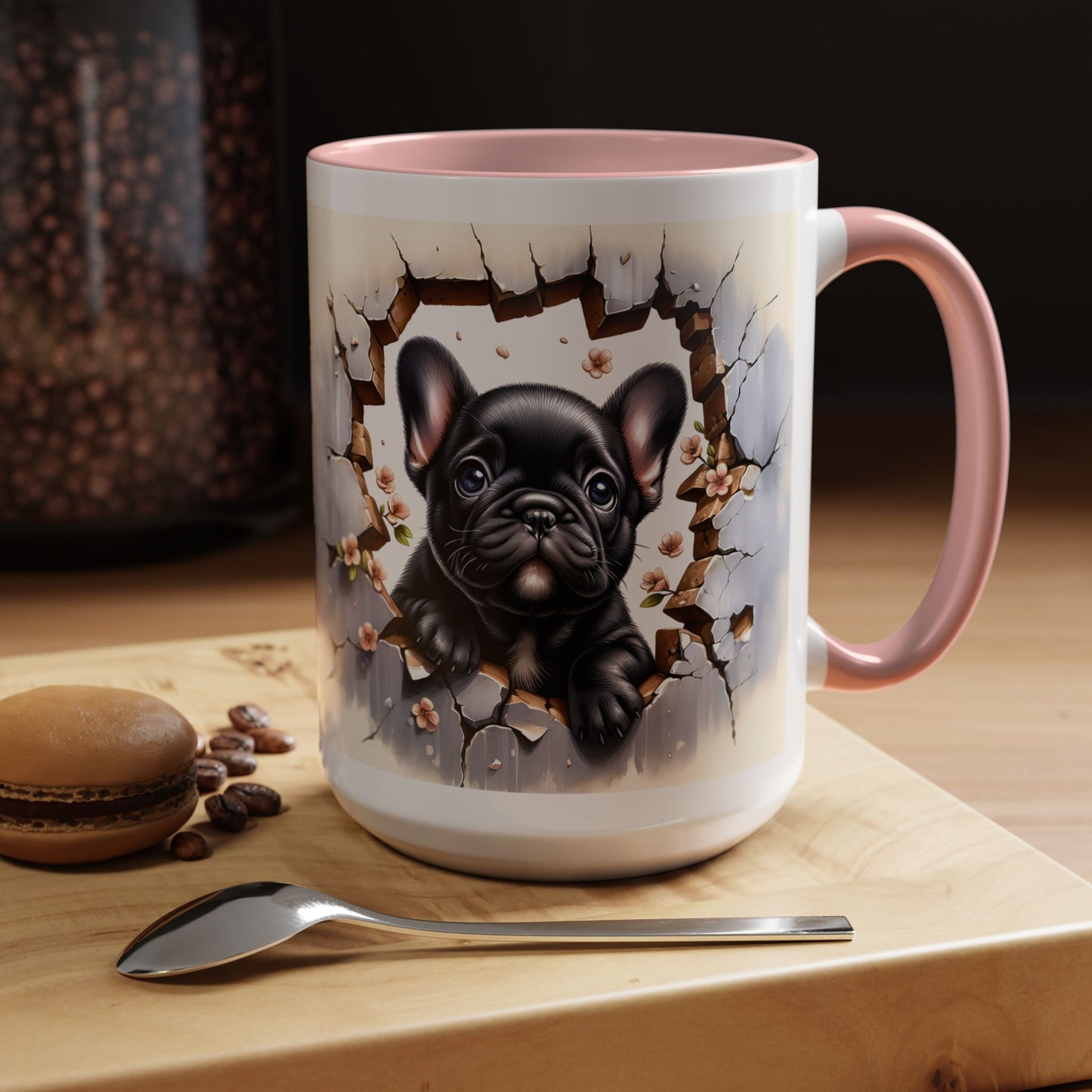 🐾☕ Black French Bulldog Puppy Accent Mug – Cute Breakthrough Pup Design ✨