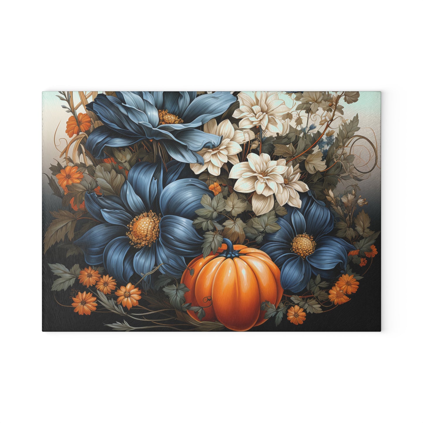 Tabla de cortar con diseño de calabazas otoñales: elegantes flores otoñales para tu cocina