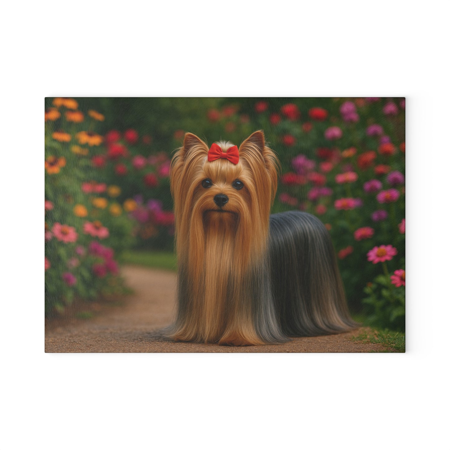🐾🌸 Yorkie in Bloom Cutting Board – Elegant Floral Beauty for Your Kitchen 🌼