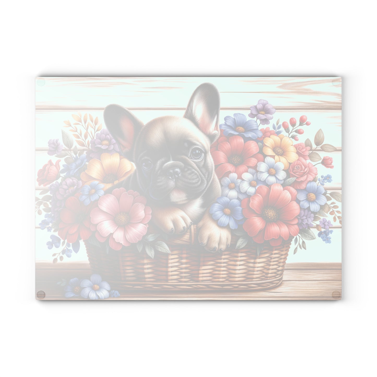 🐶🌸 French Bulldog in Basket Cutting Board – Adorable Elegance for Your Kitchen 🌼
