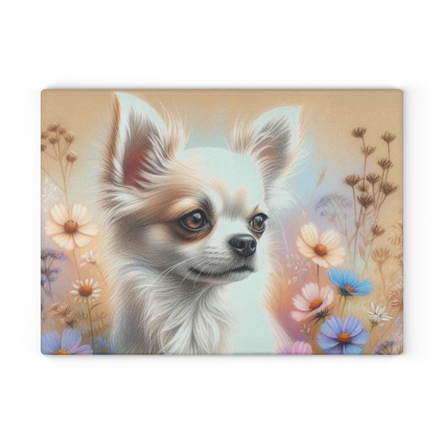 🐾 Chihuahua Wildflower Cutting Board – Petite Pup Charm with Floral Flair 🌼