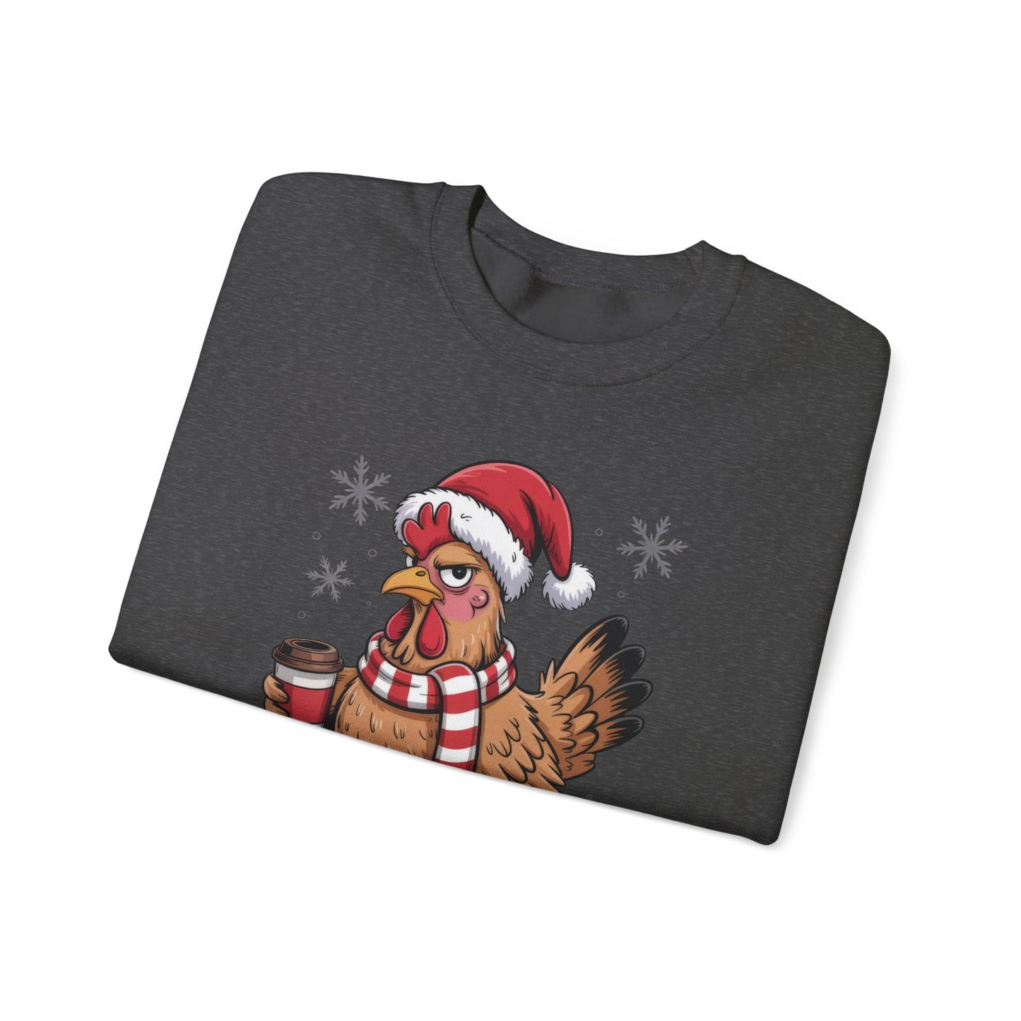 🎄 Grumpy Christmas Chicken Sweatshirt – Funny Holiday Coffee Lover Crewneck