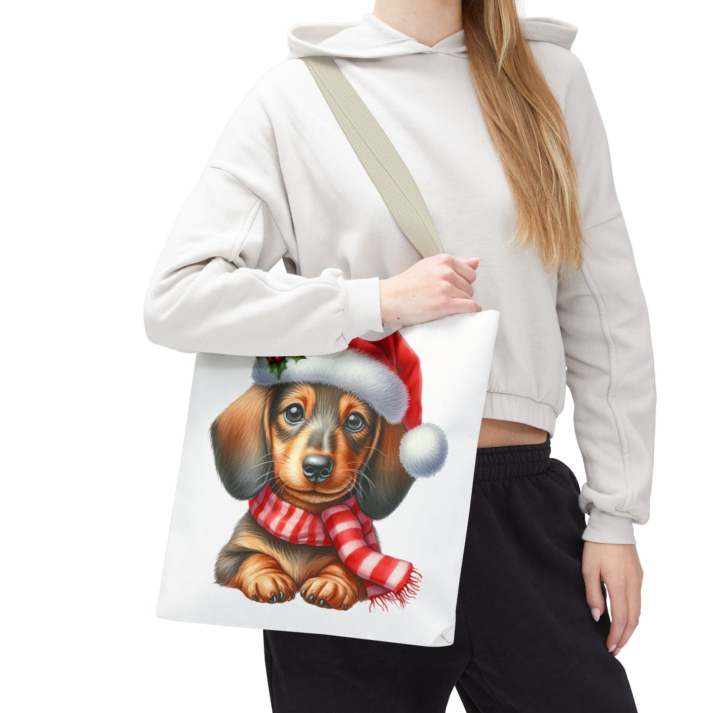 🎄 Dachshund Christmas Tote Bag – Festive Holiday Charm for Dog Lovers 🐾🎅