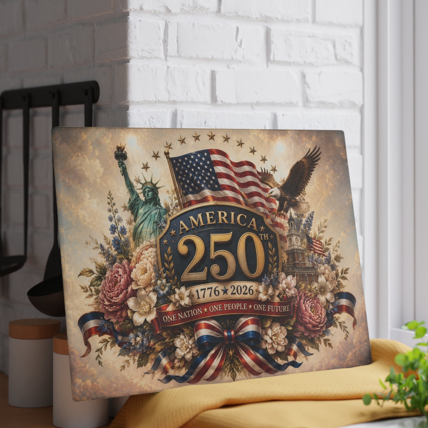 America 250th Anniversary Tempered Glass Cutting Board