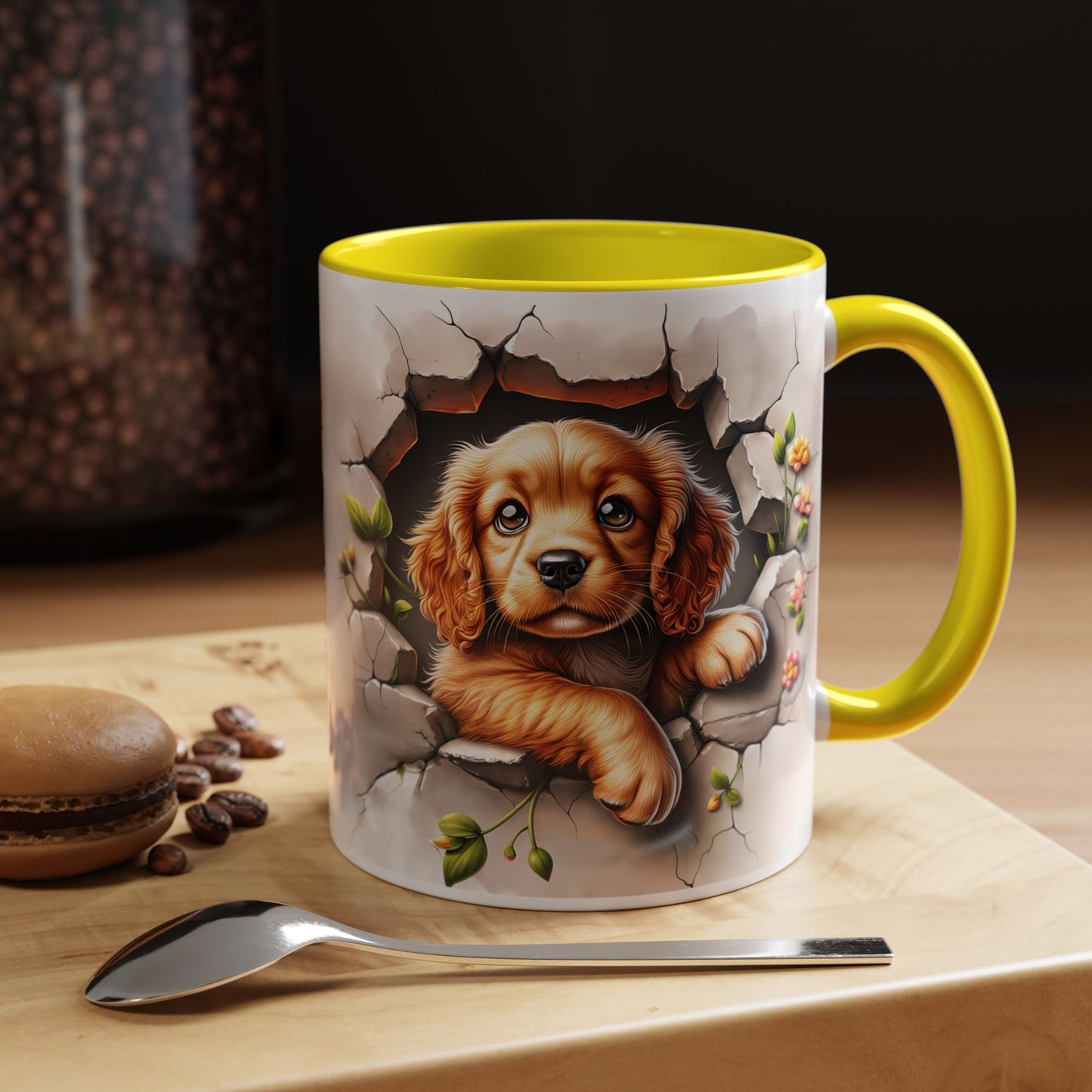 🐾 Cocker Spaniel Puppy Accent Mug – Sweet Fluffy Pup Coffee Cup ☕🤎