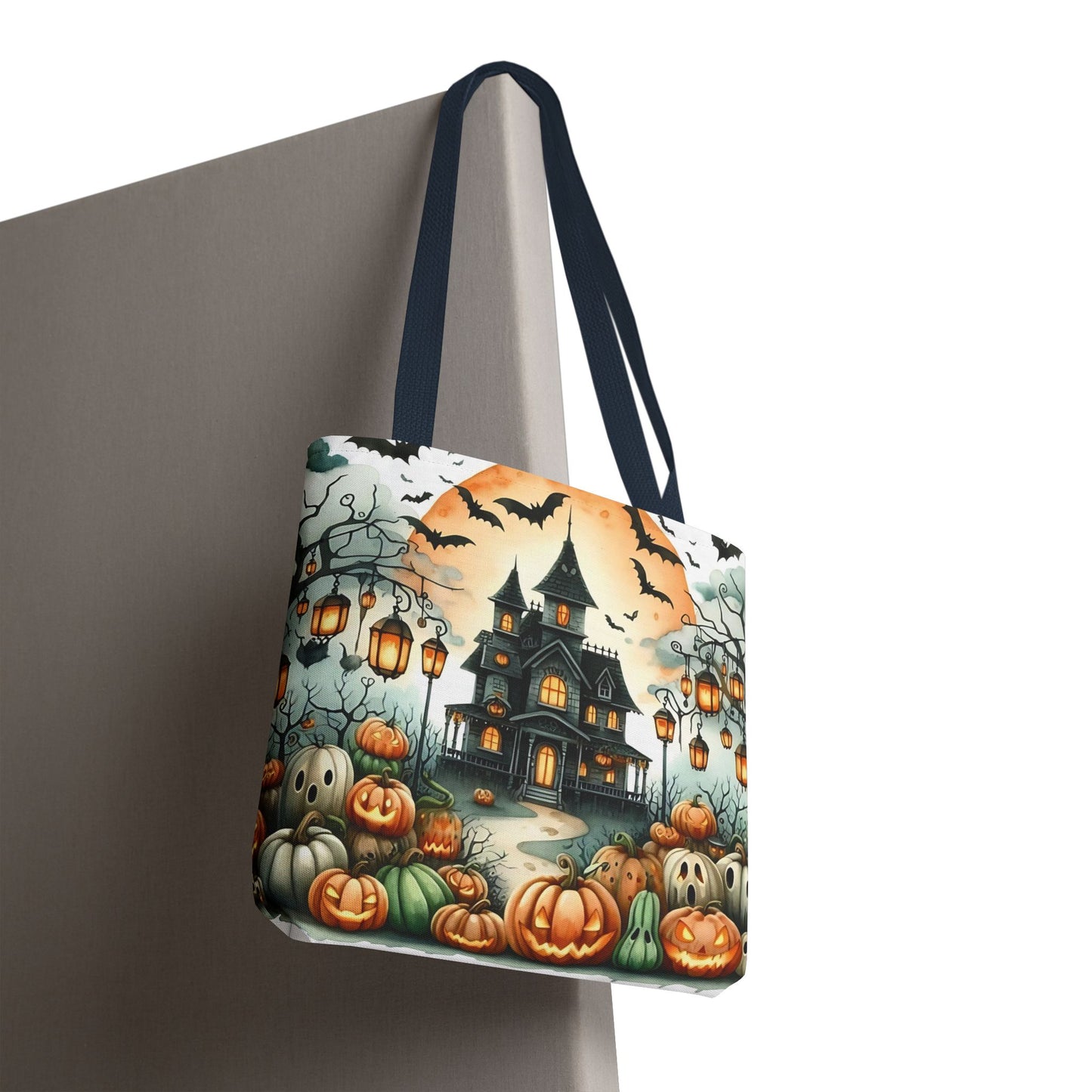 🏚️ Haunted House Halloween Tote Bag – Spooky Nights & Pumpkin Delights 🎃🖤