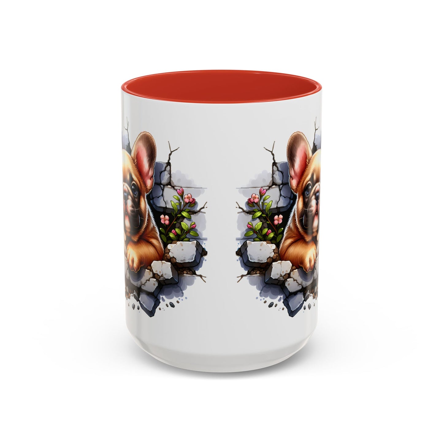 🐾☕ Tan French Bulldog Puppy Accent Mug – Sweet Peek-Through Pup Design ✨