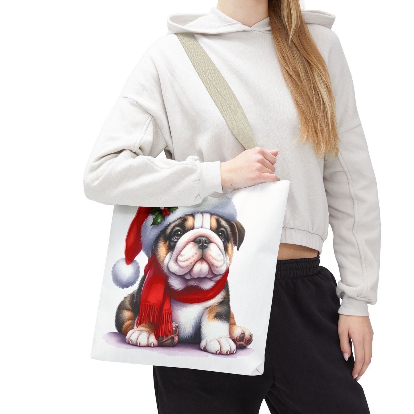 🎅 Bulldog Christmas Tote Bag – Cozy Holiday Style for Dog Lovers 🐾