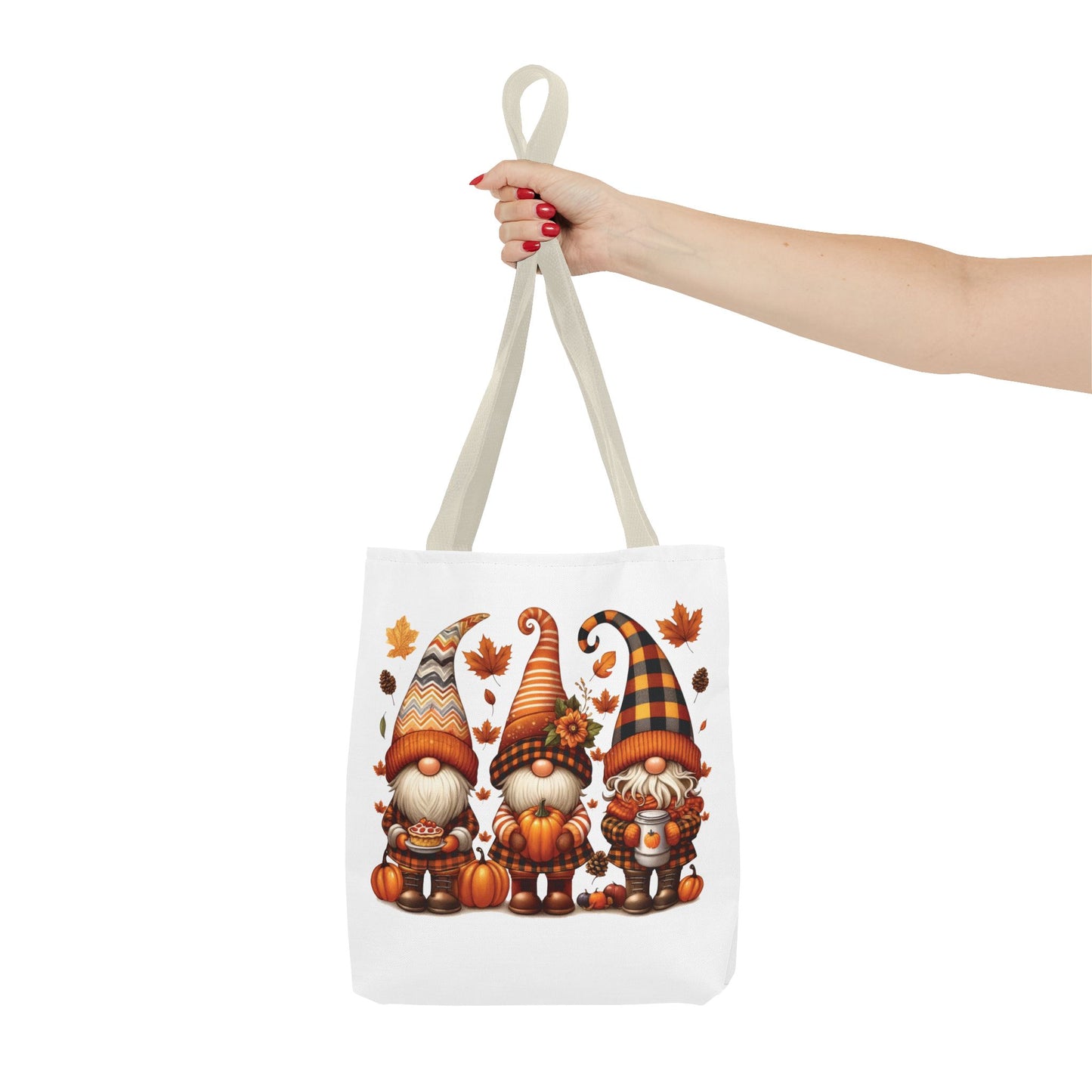 🍁 Autumn Gnome Trio Tote Bag – Cozy Fall Charm with Pumpkin Spice Magic