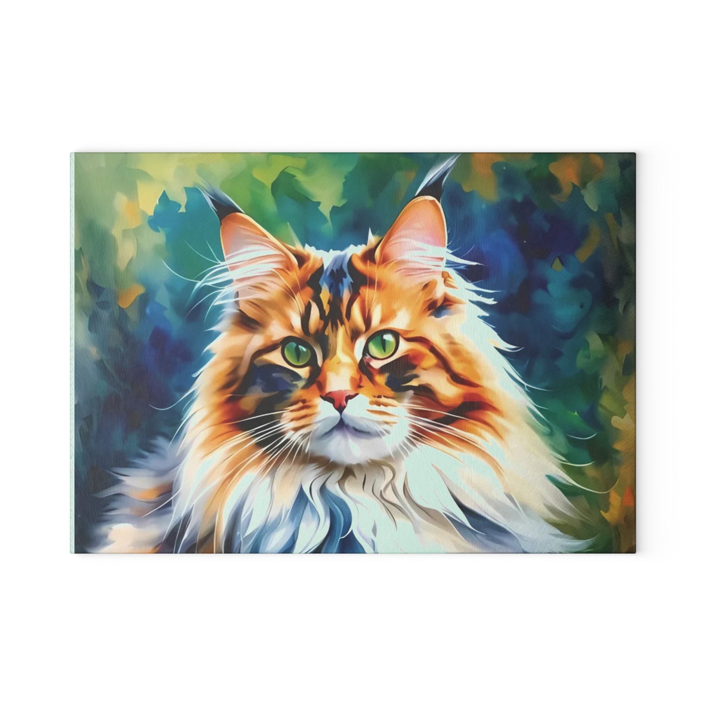 🐾🌿 Green-Eyed Maine Coon Forest Cat Cutting Board – Fierce Feline Charm for Nature-Loving Kitchens 🐱✨