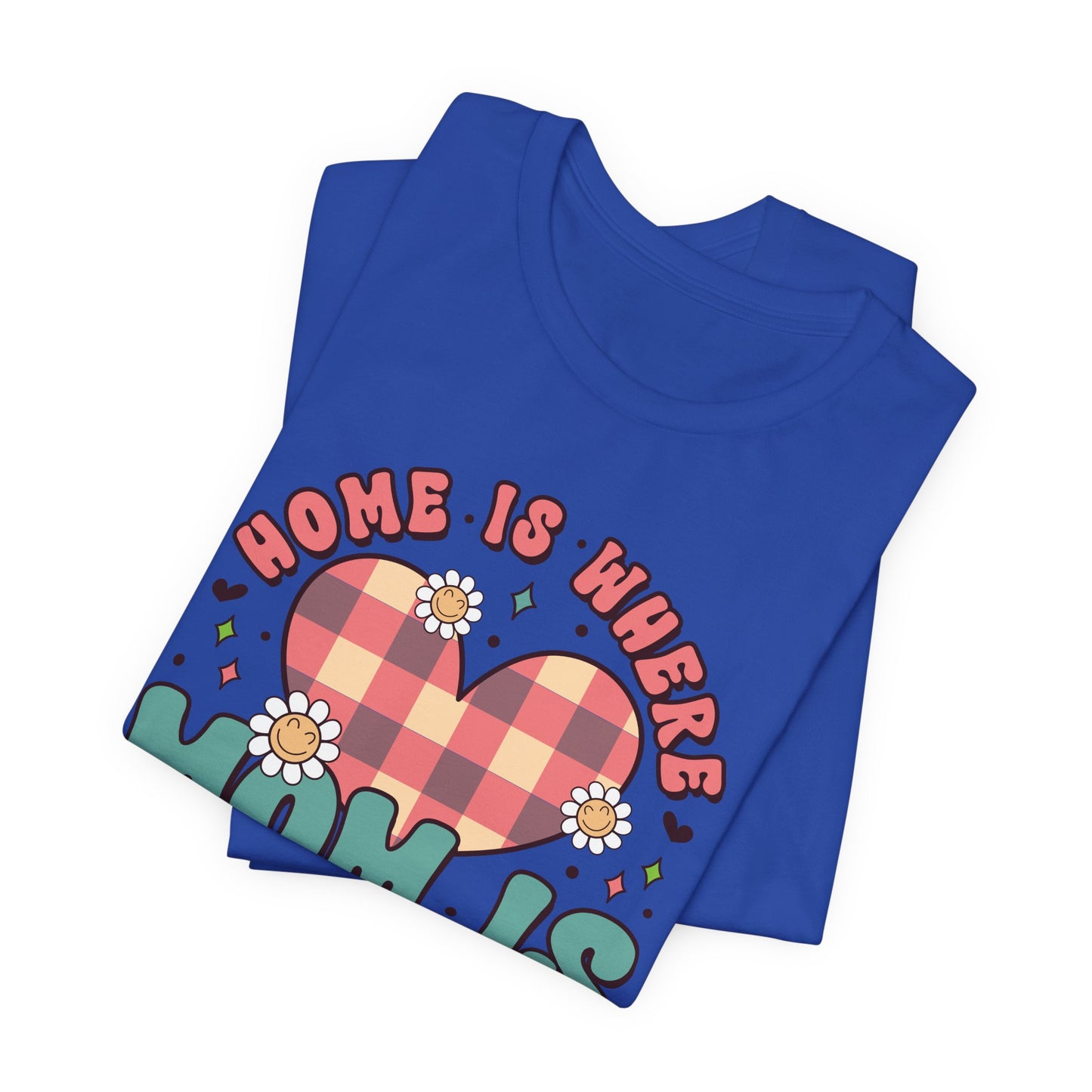 💐 Home Is Where Mom Is – Heart & Daisy Mom T-Shirt 🌸