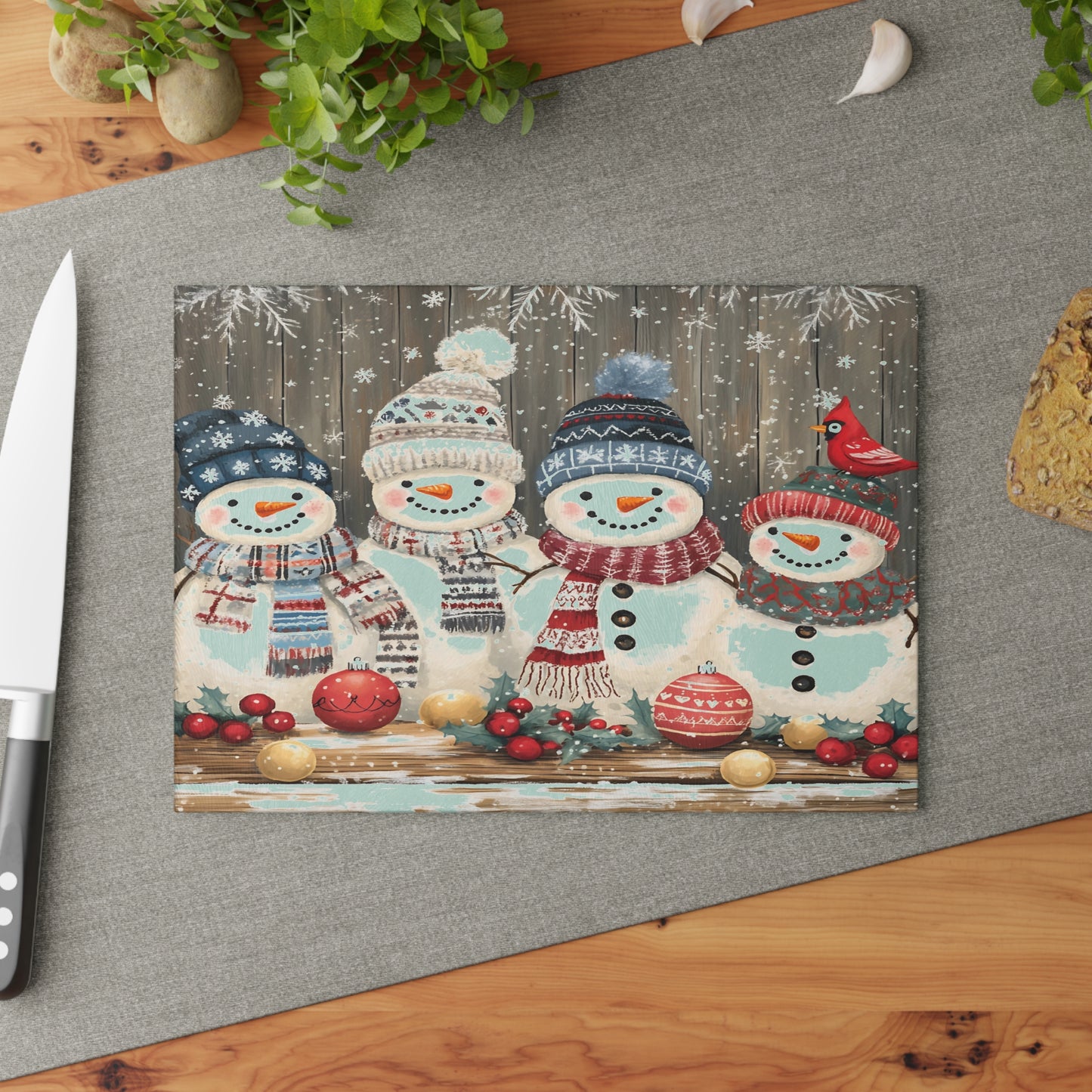 ⛄❄️ Festive Snowmen Cutting Board – Cozy Holiday Charm for Your Kitchen ❄️⛄