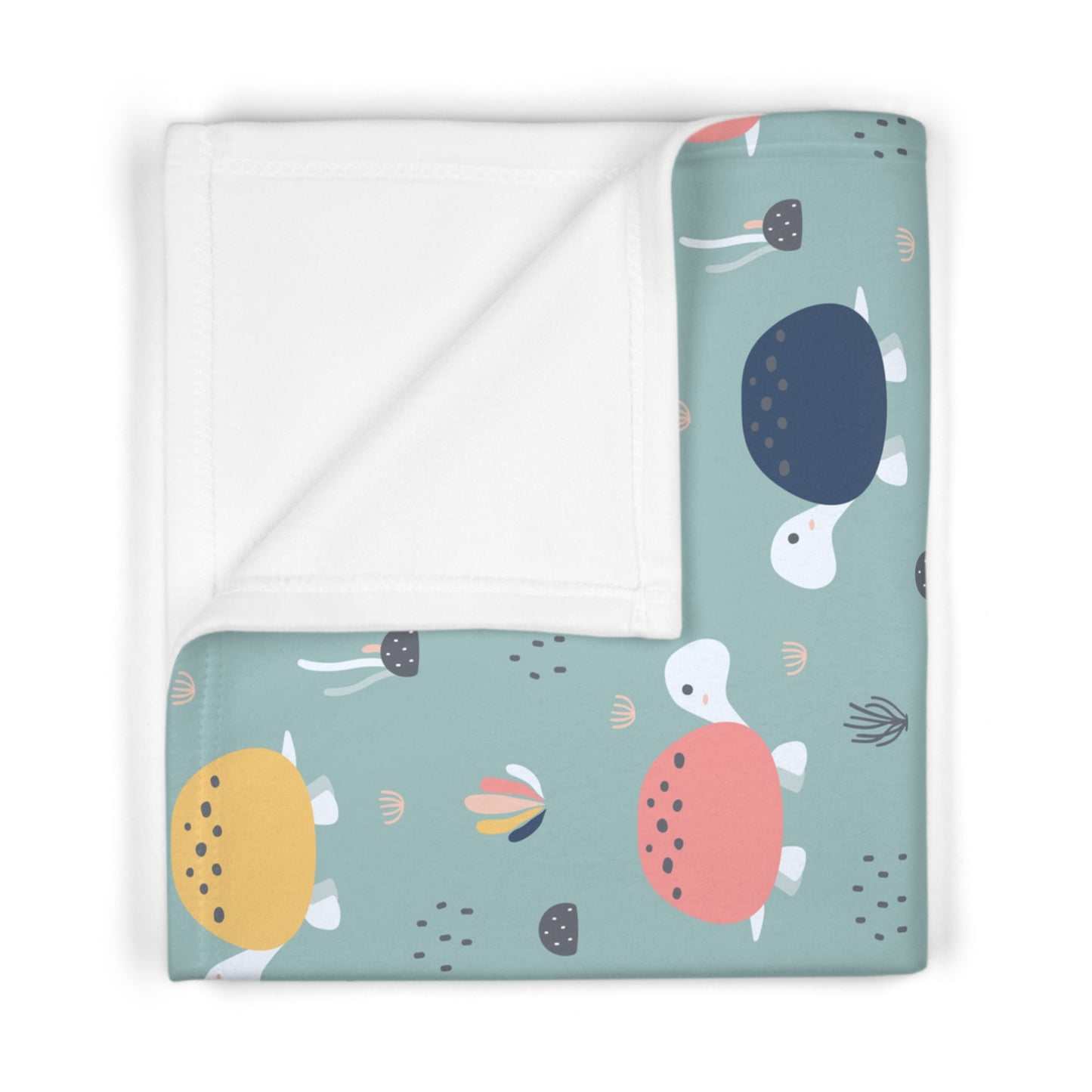 🐢 Sage Sea Turtles Baby Blanket – Ultra-Soft Fleece 30″×40″ | Coastal Pastels on Teal