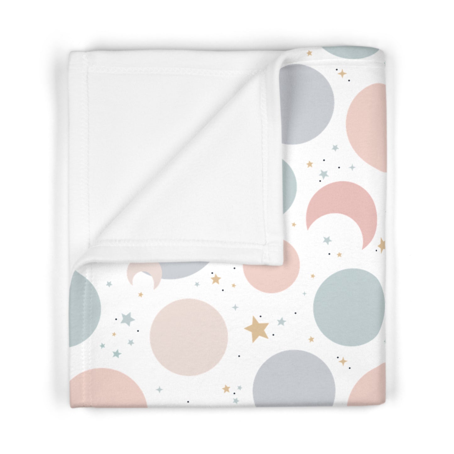 Celestial Moon & Stars Baby Blanket – Ultra-Soft Fleece 30″×40″ | Pastel Planets on Black