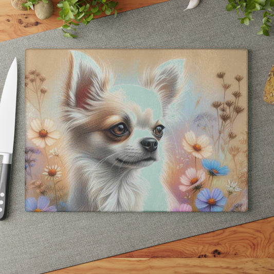 🐾 Chihuahua Wildflower Cutting Board – Petite Pup Charm with Floral Flair 🌼