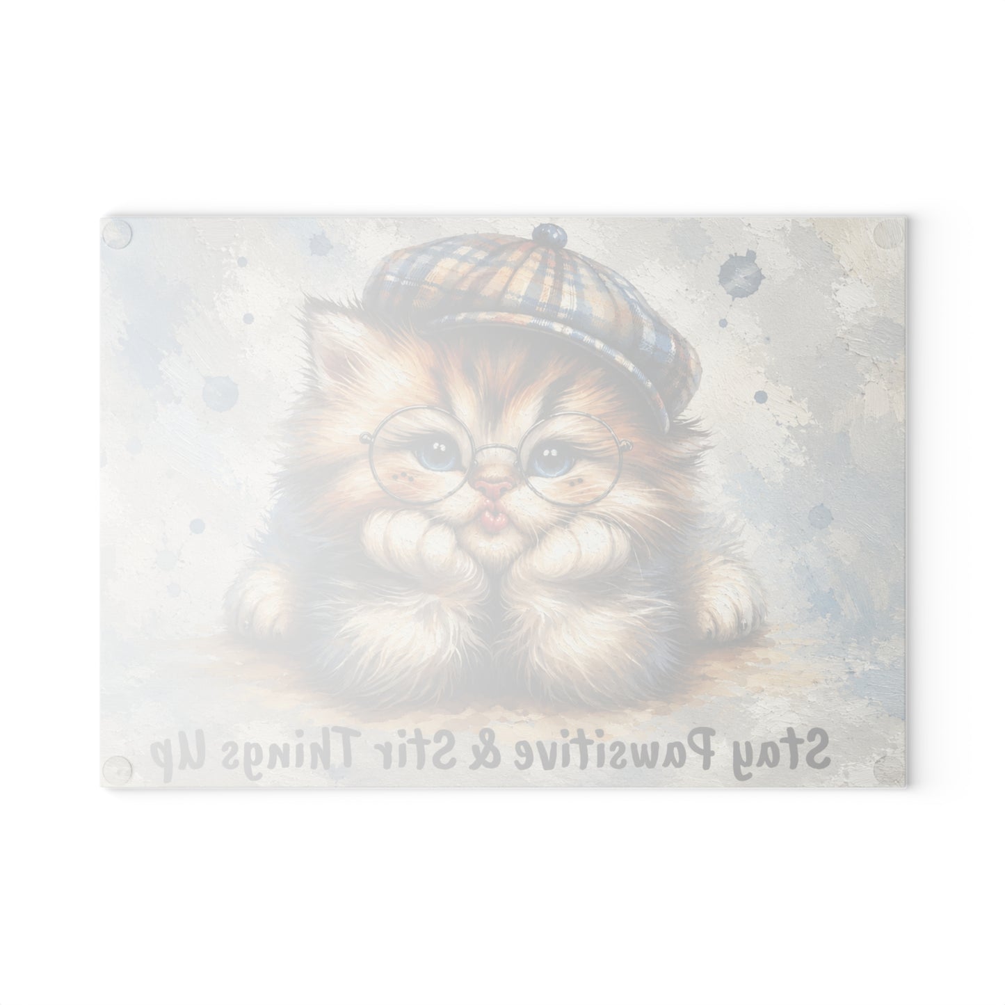 Stay Pawsitive Cat Cutting Board – Whiskered Wisdom & Cozy Kitchen Charm