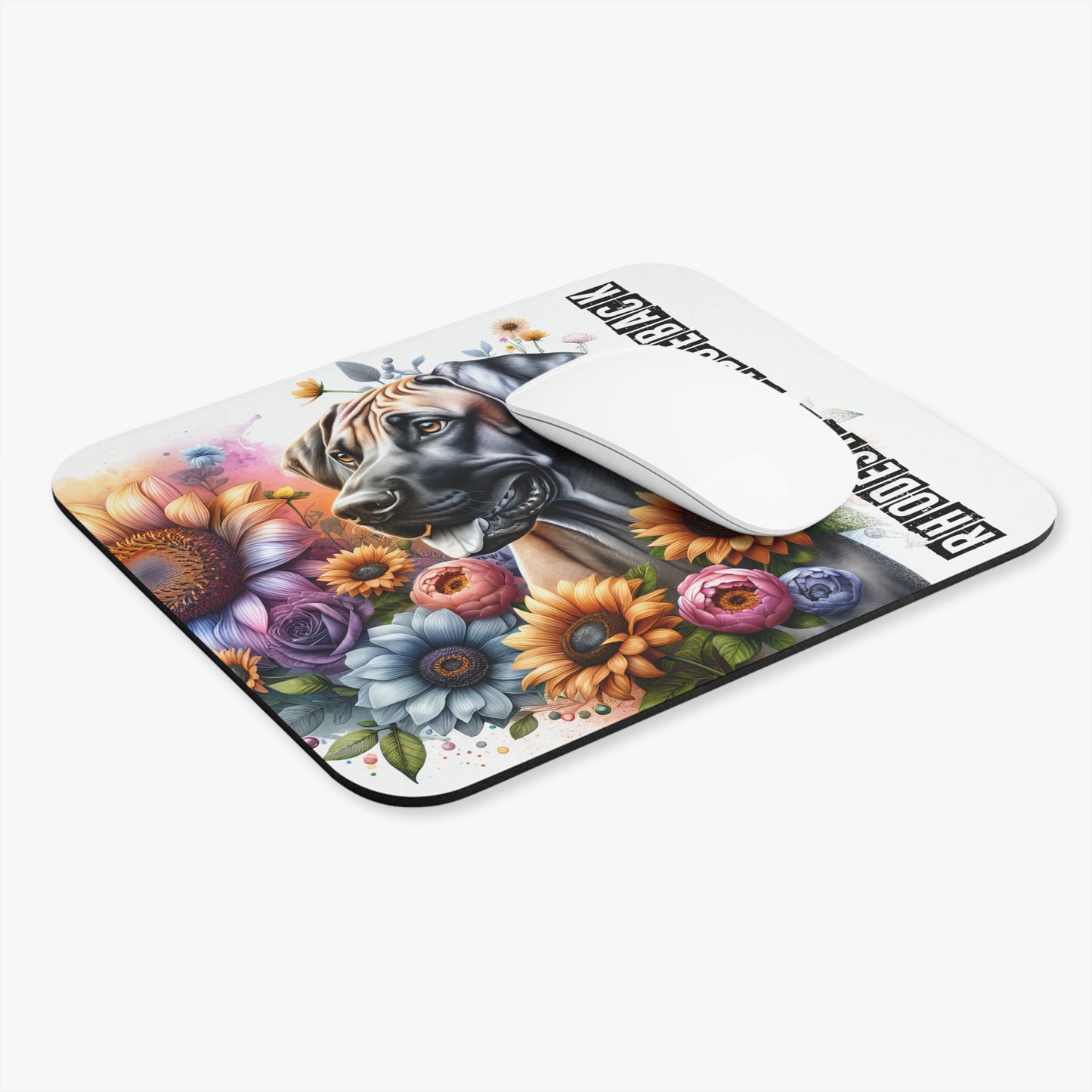 🖱️🦁🌻 Rhodesian Ridgeback Mouse Pad – Regal Ridgeback with Sunflowers & Florals