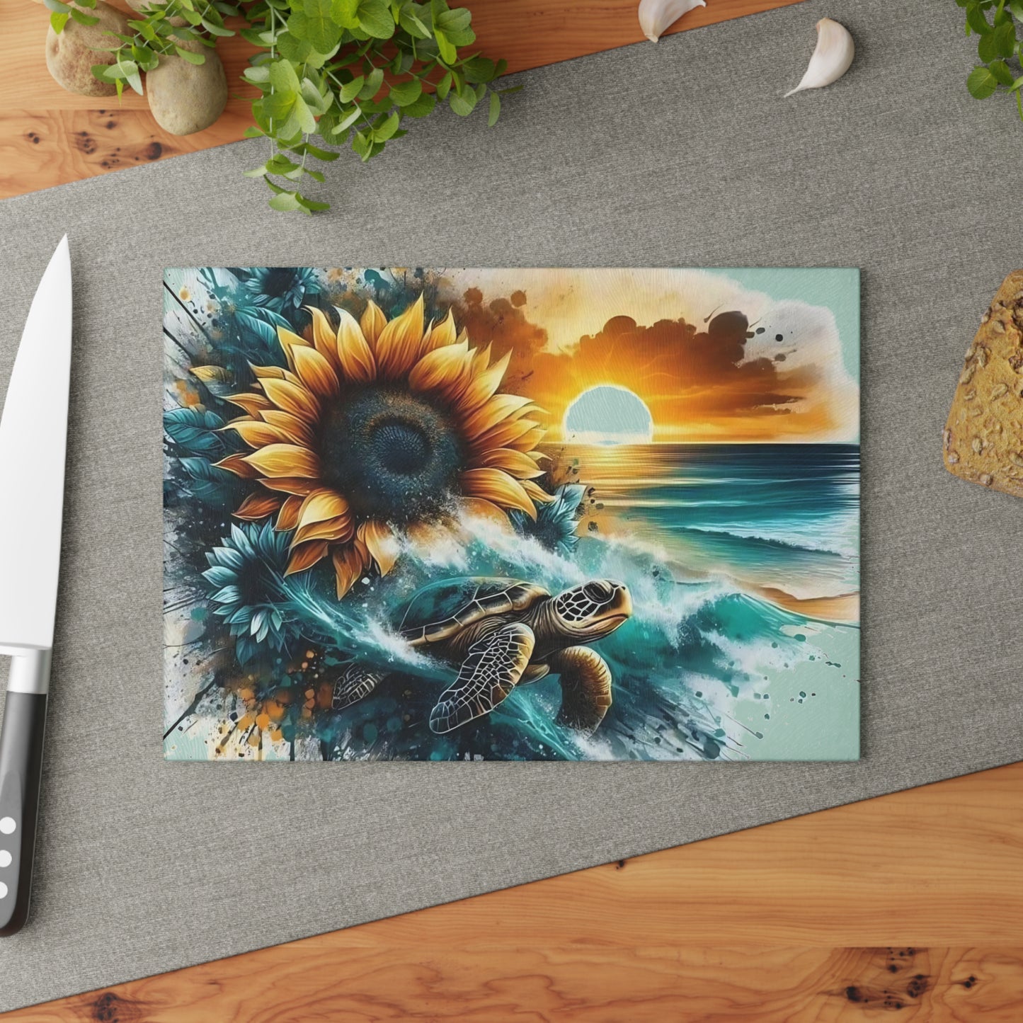 Sea Turtle Tempered Glass Cutting Board