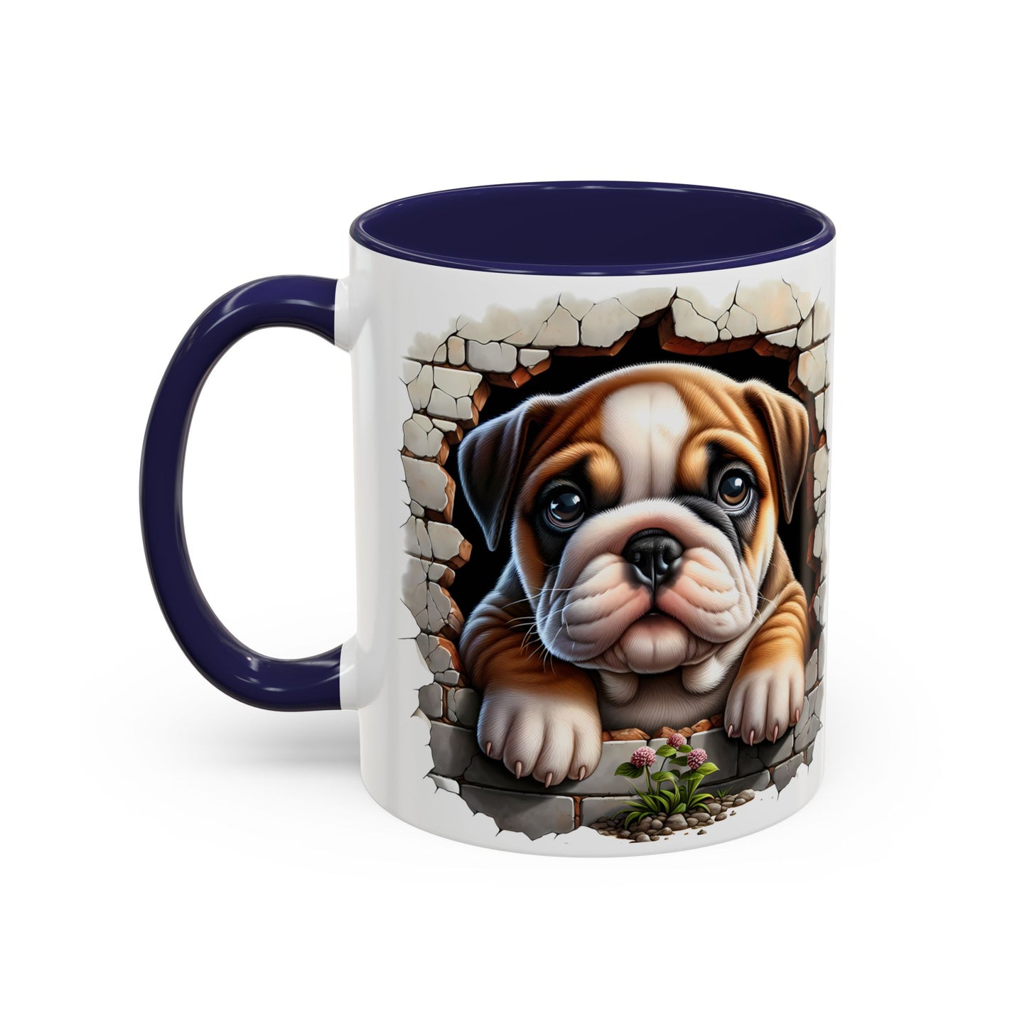 🎀🐶 English Bulldog Puppy Accent Mug – Cute Peek-Through Dog Design for Animal Lovers ☕💖