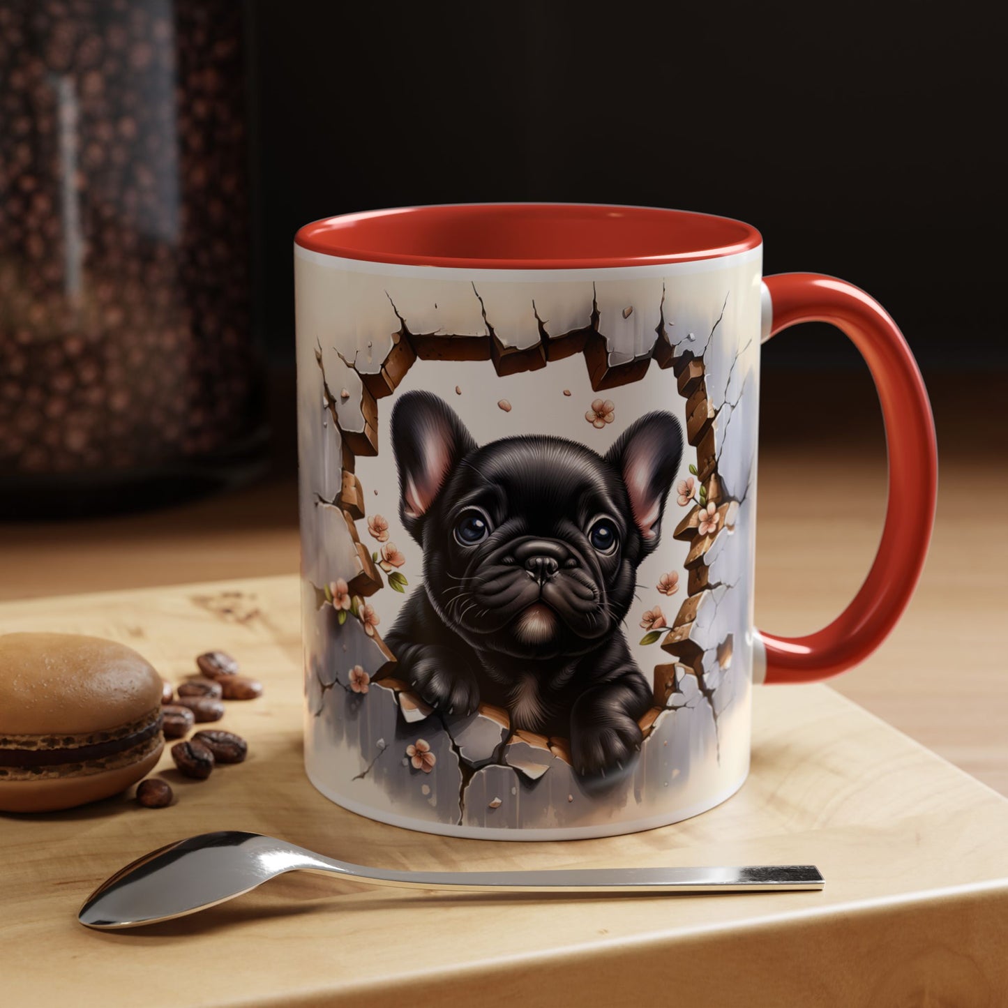 🐾☕ Black French Bulldog Puppy Accent Mug – Cute Breakthrough Pup Design ✨