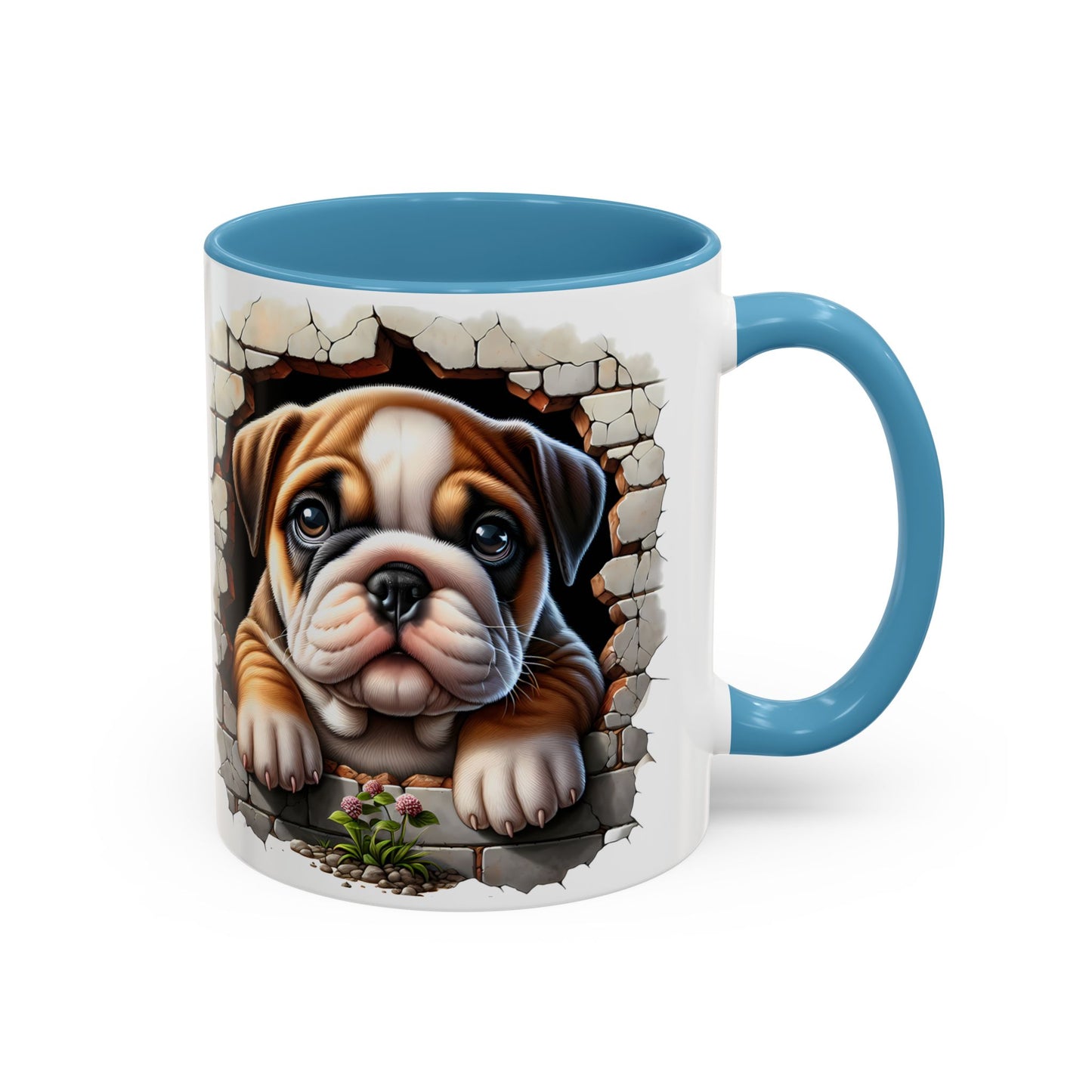 🎀🐶 English Bulldog Puppy Accent Mug – Cute Peek-Through Dog Design for Animal Lovers ☕💖